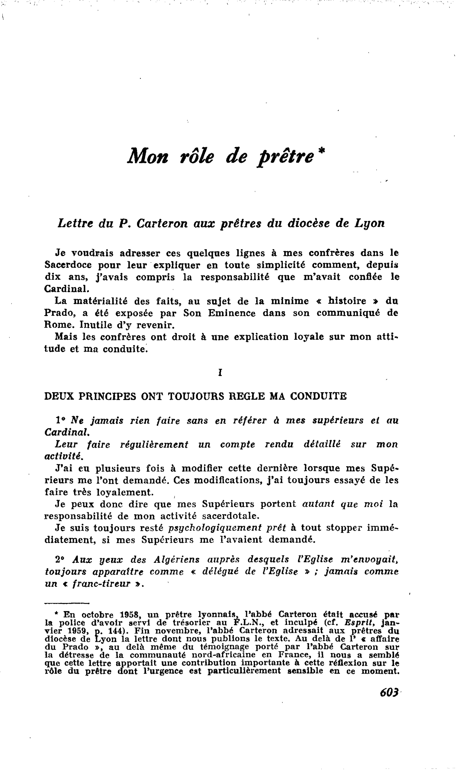 Mon rôle de prêtre
