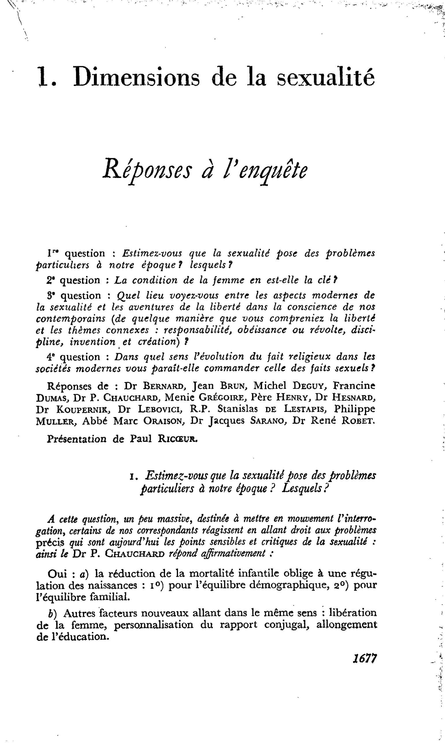 Réponses à l’enquête