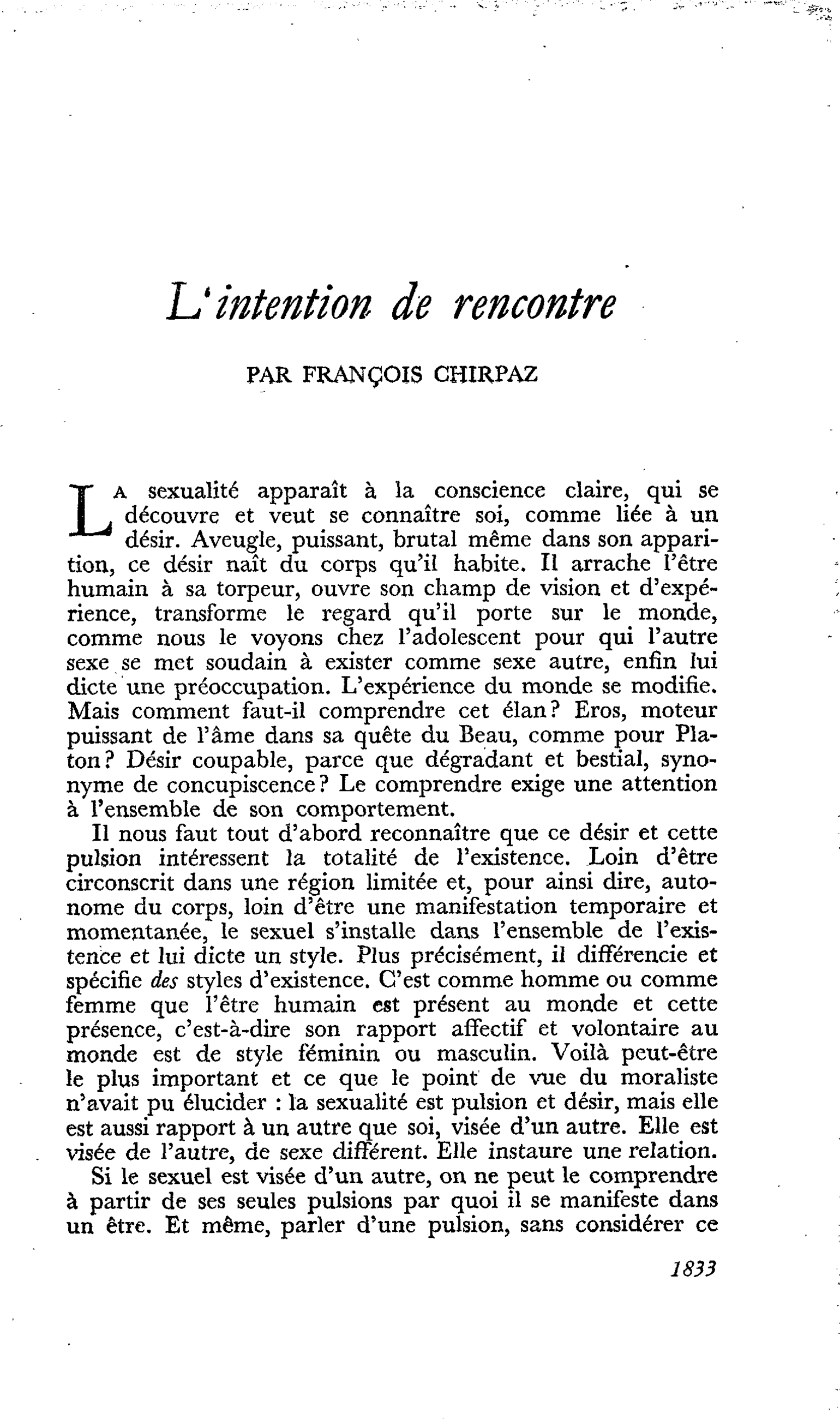 L’intention de rencontre