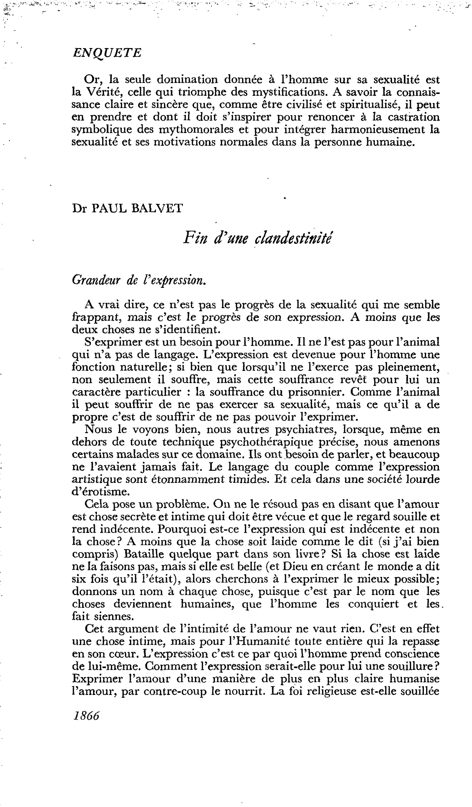 Fin d’une clandestinité