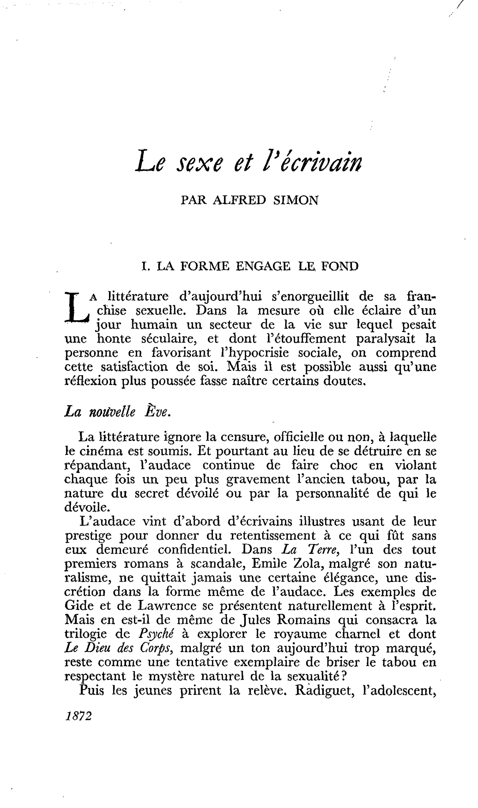 Le sexe et l’écrivain