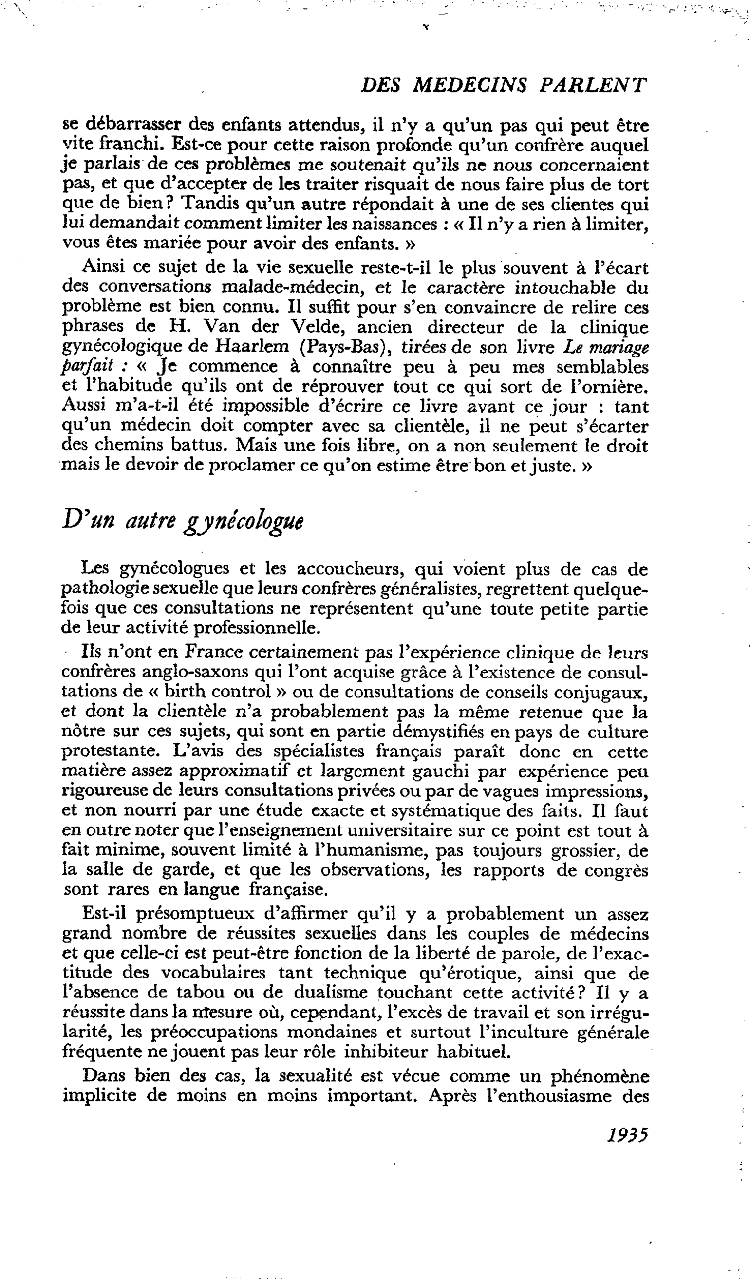 Des médecins parlent… : D’un autre gynécologue
