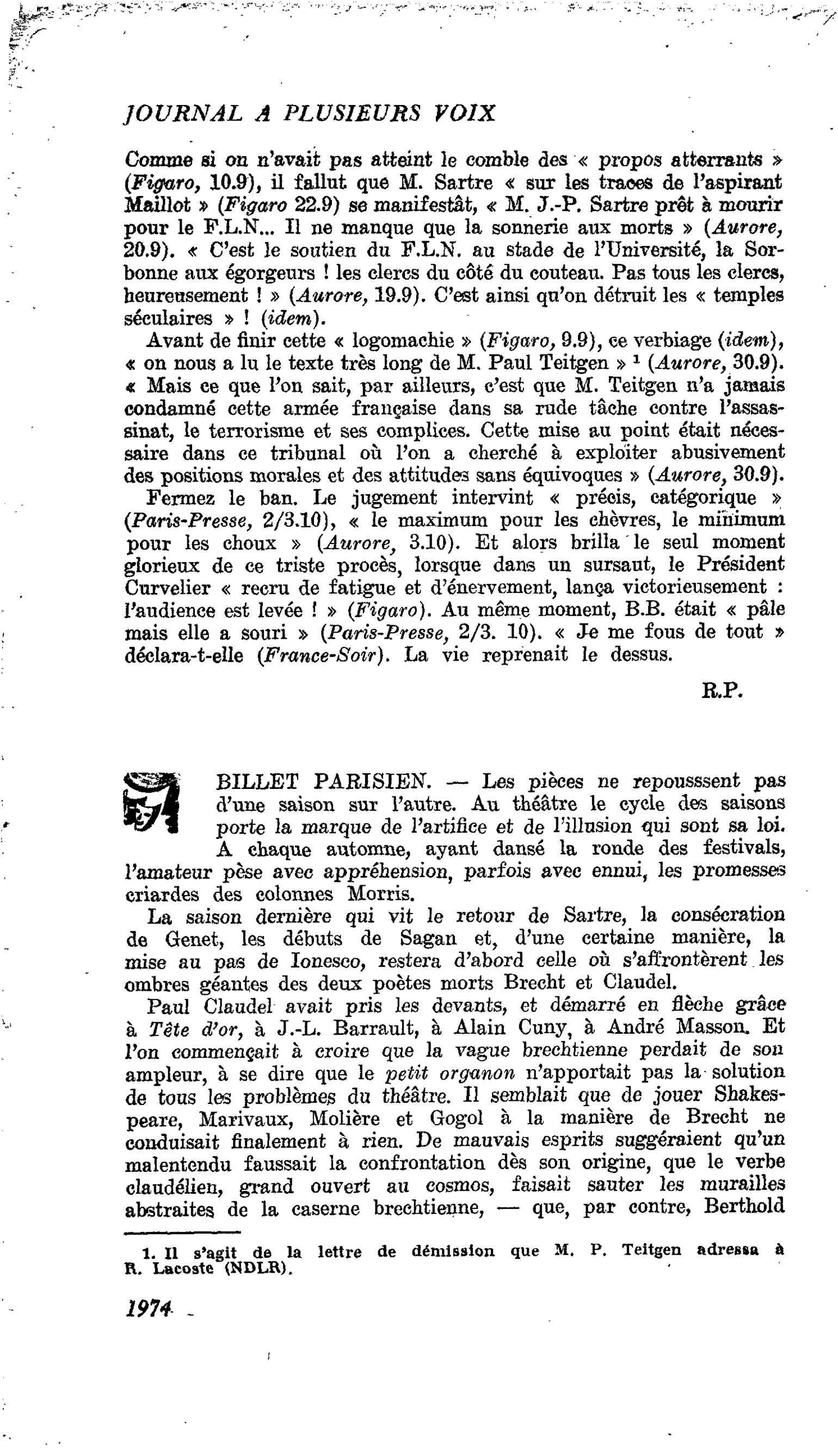 BILLET PARISIEN