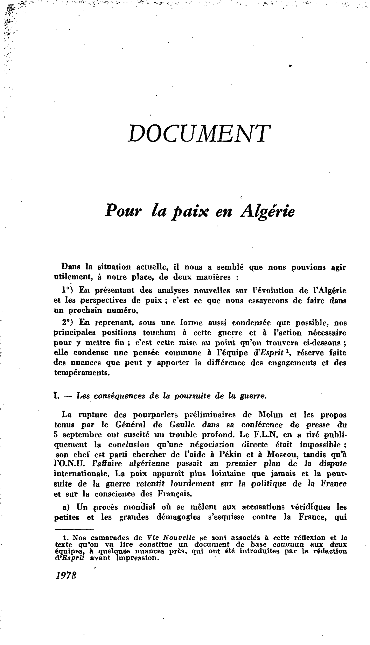 Pour la paix en Algérie