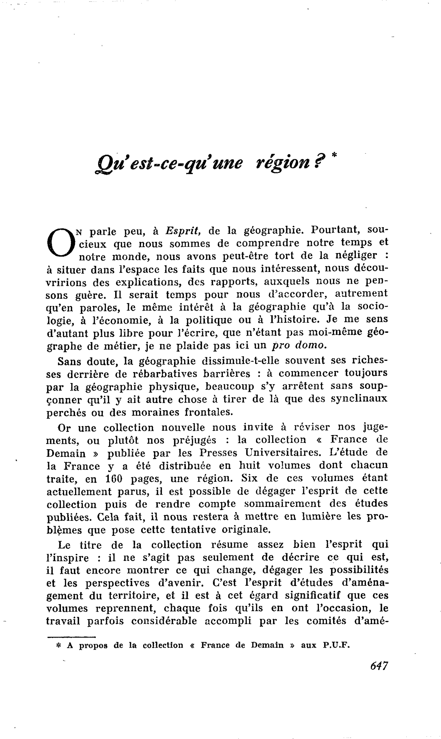 Qu’est-ce qu’une région ?