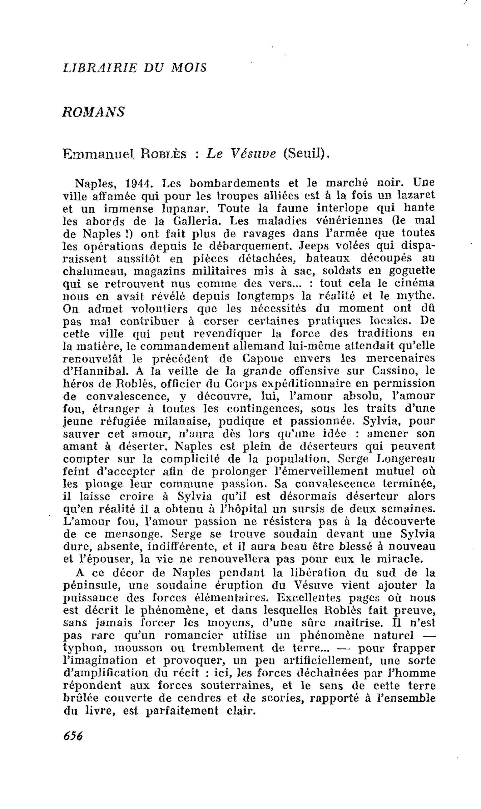 Emmanuel Roblès : Le Vésuve