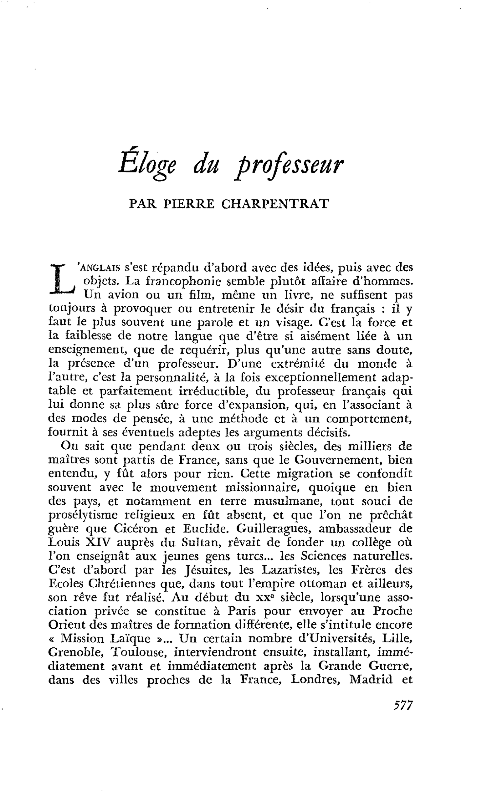 Éloge du professeur