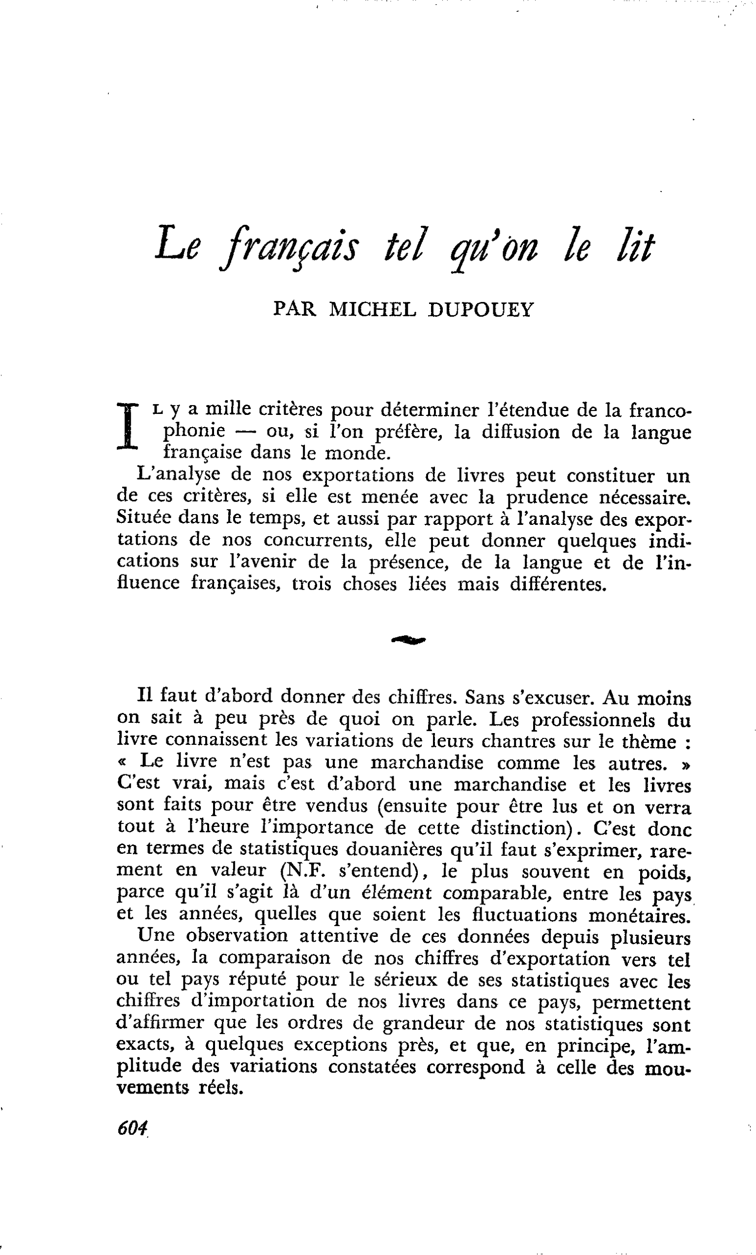 Le français tel qu’on le lit