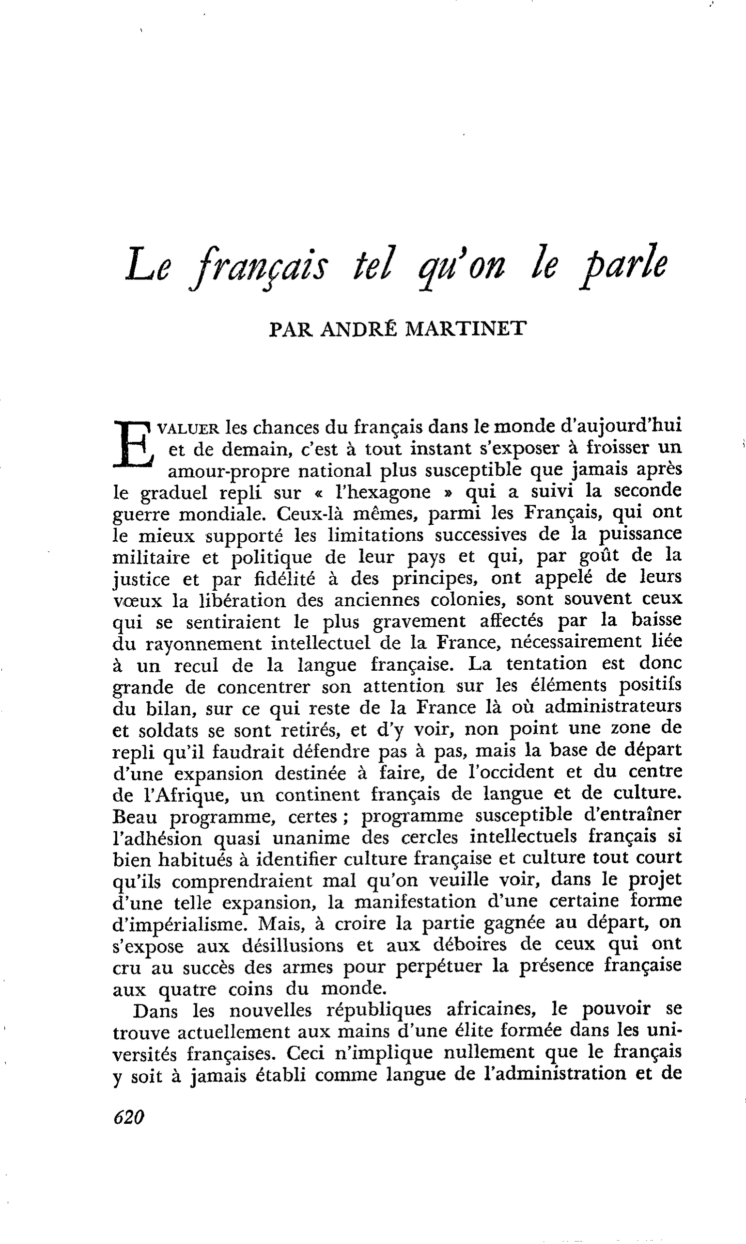 Le français tel qu’on le parle