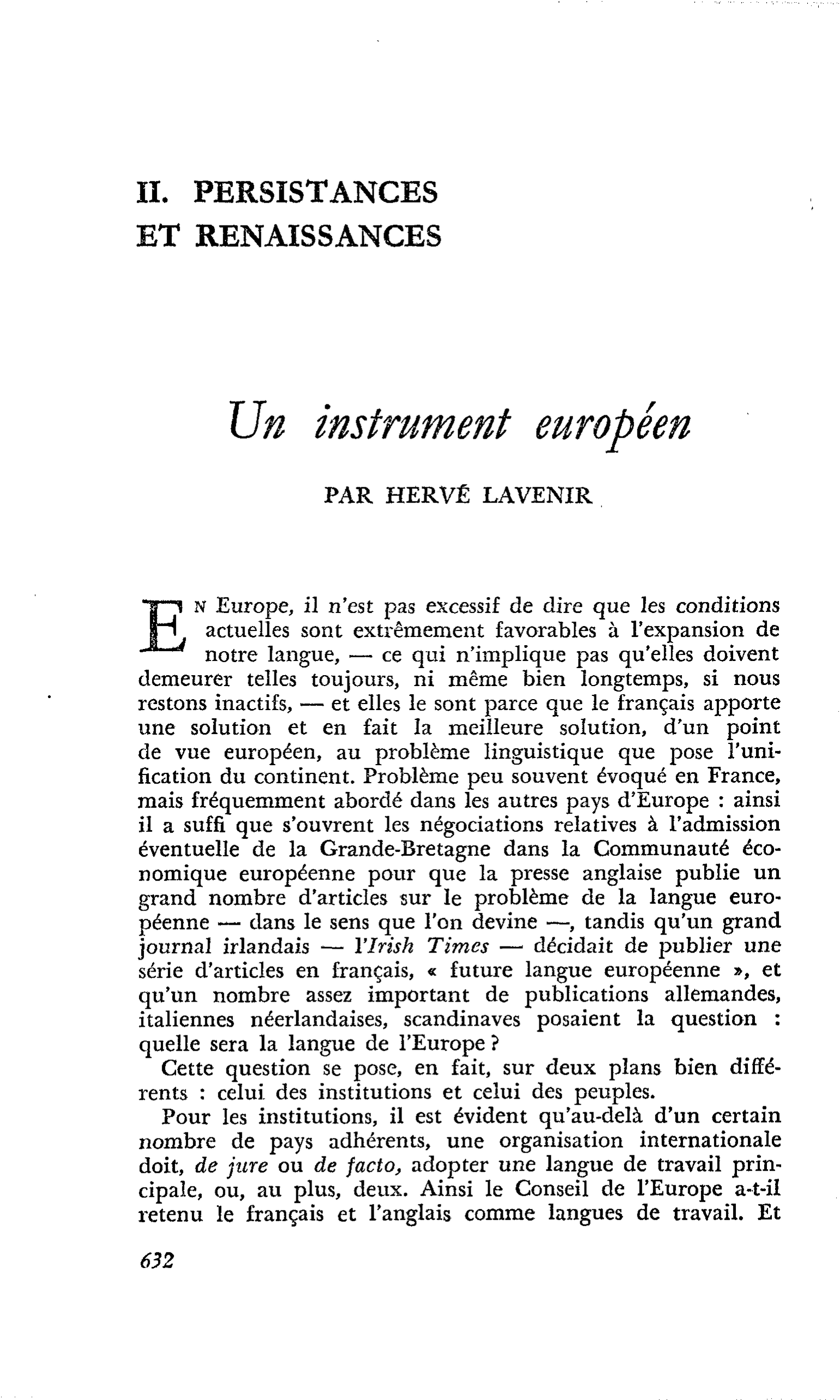 Un instrument européen