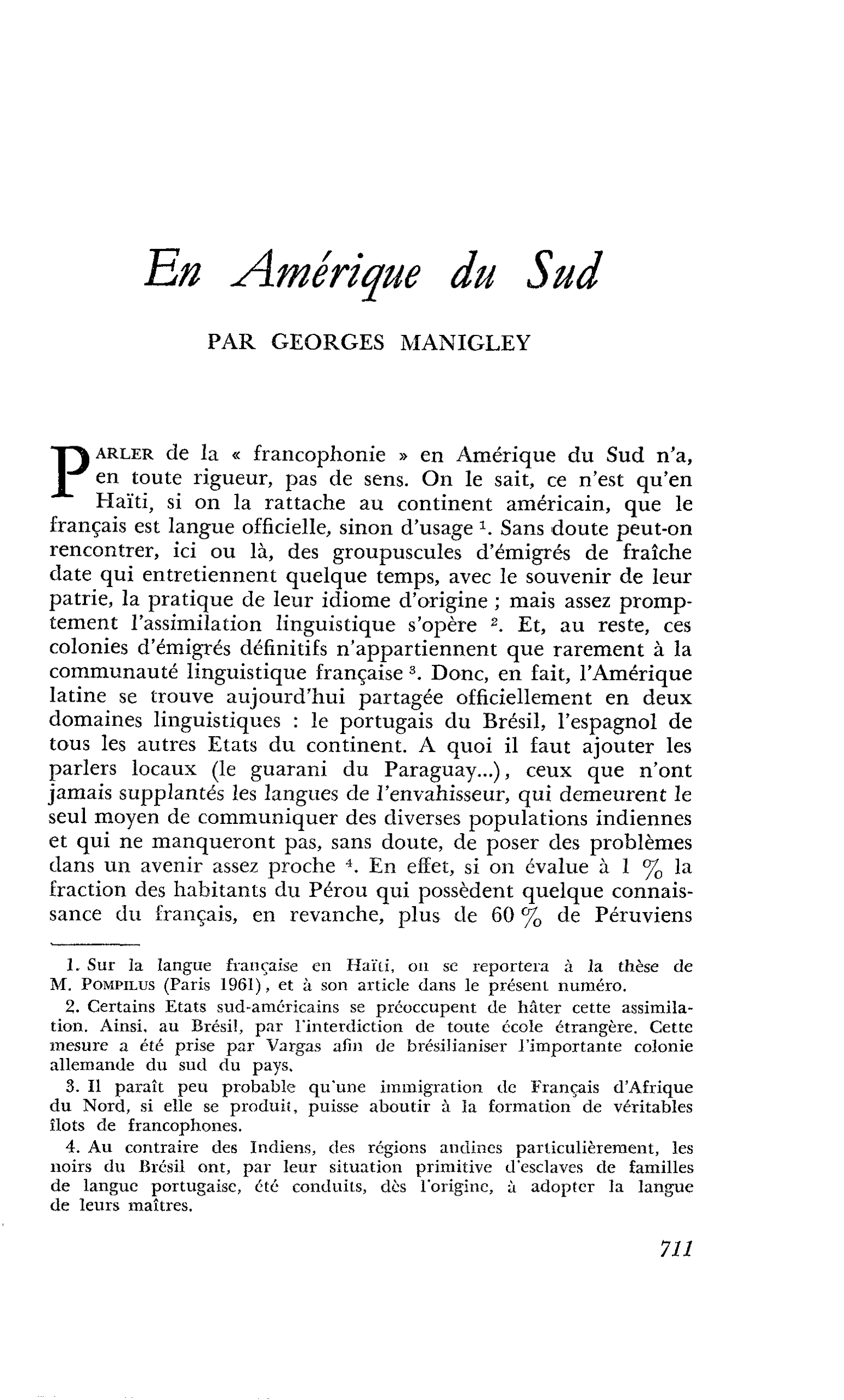 En Amérique du Sud