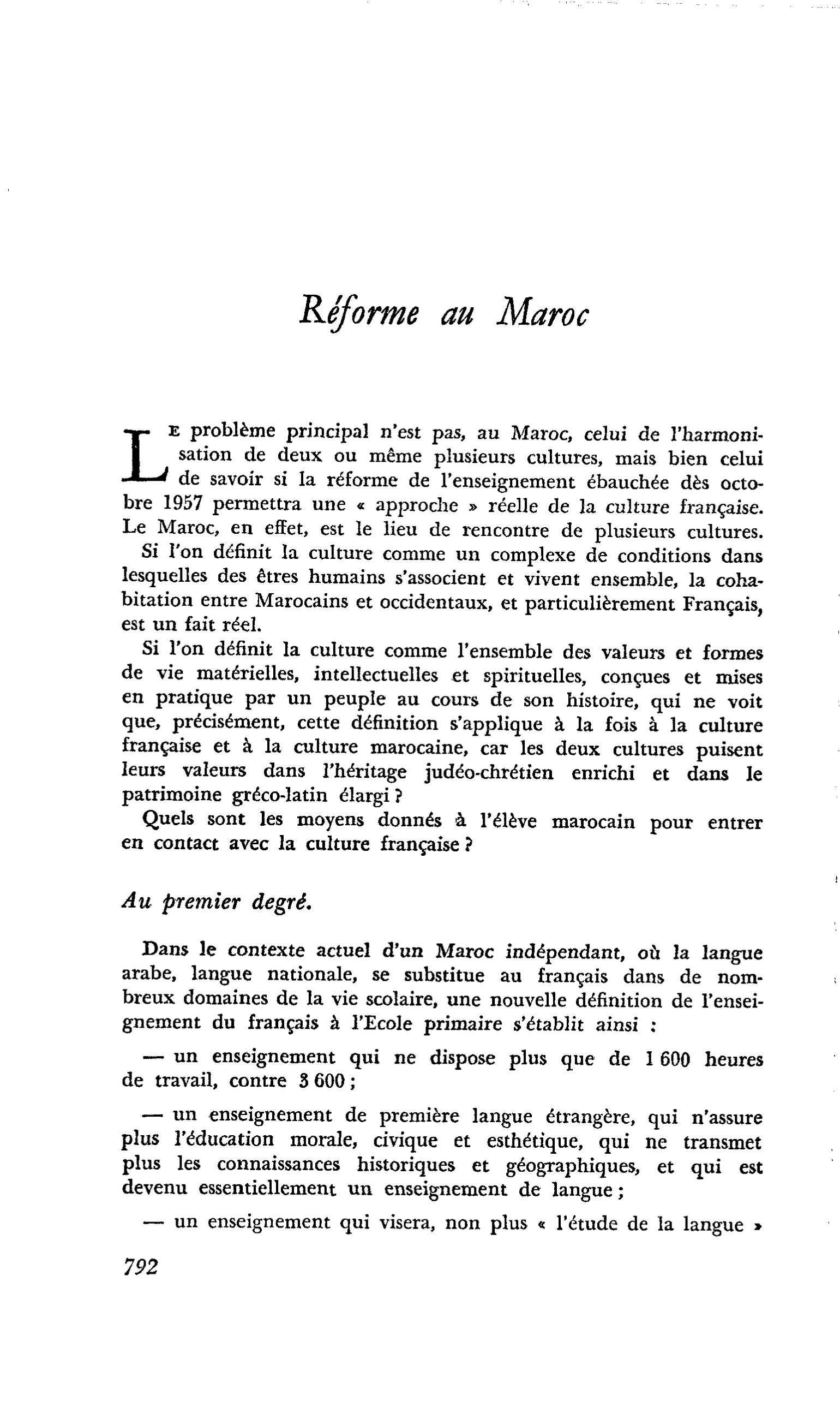 Reforme au Maroc