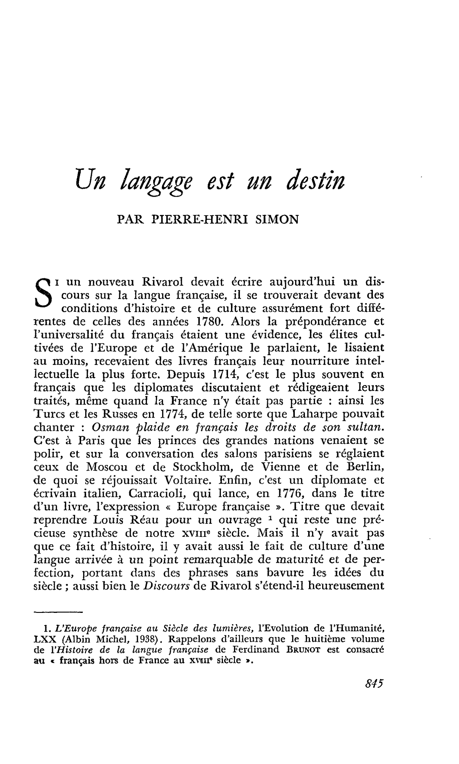 Un langage est un destin