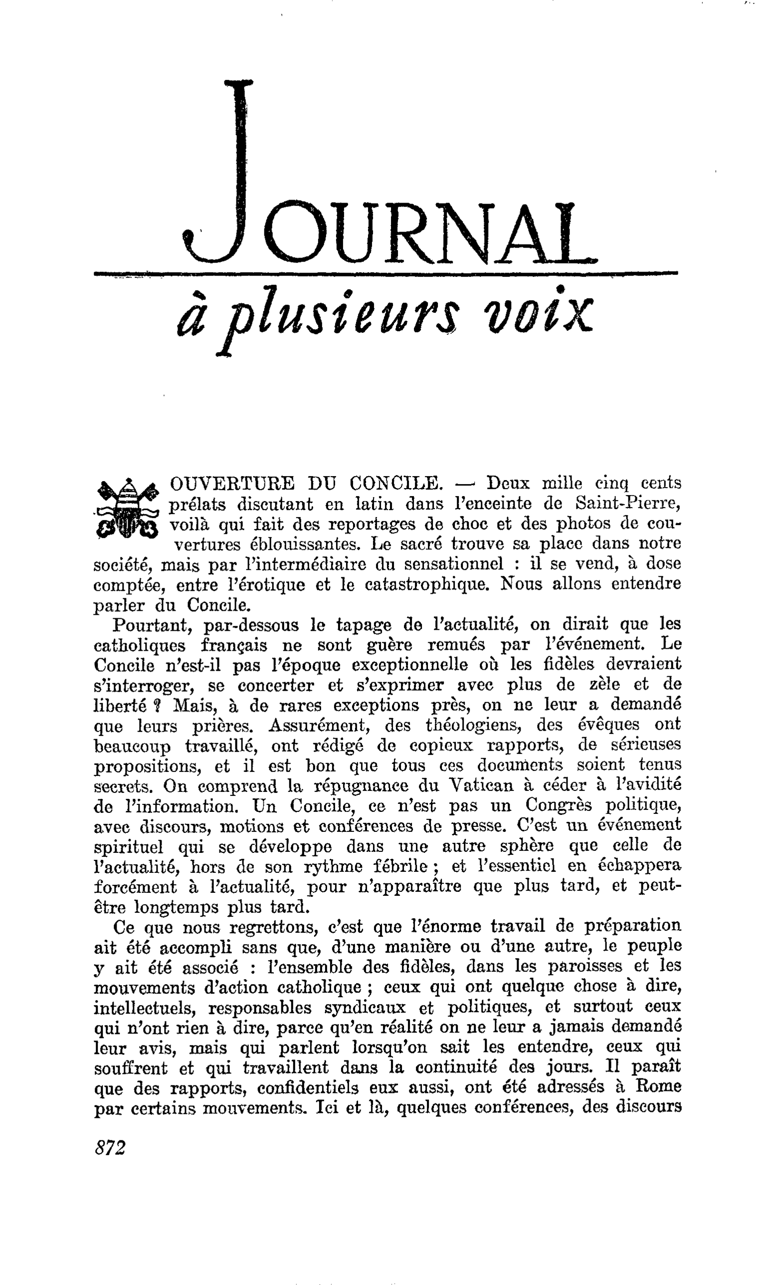 OUVERTURE DU CONCILE