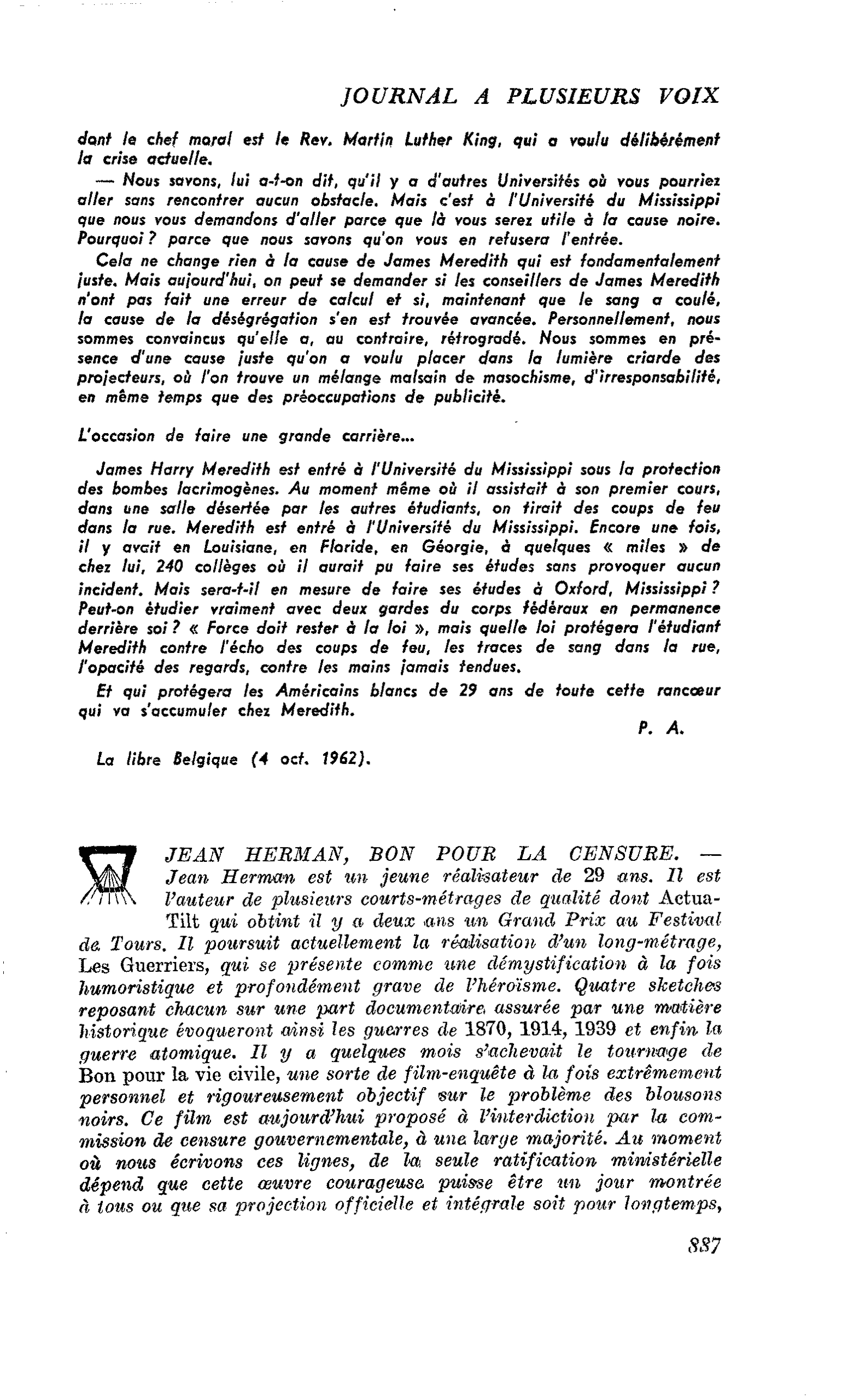 JEAN HERMAN, BON POUR LA CENSURE