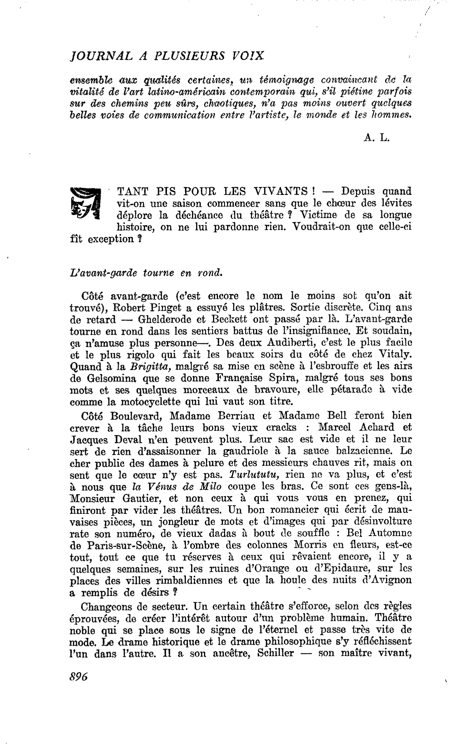 TANT PIS POUR LES VIVANTS !