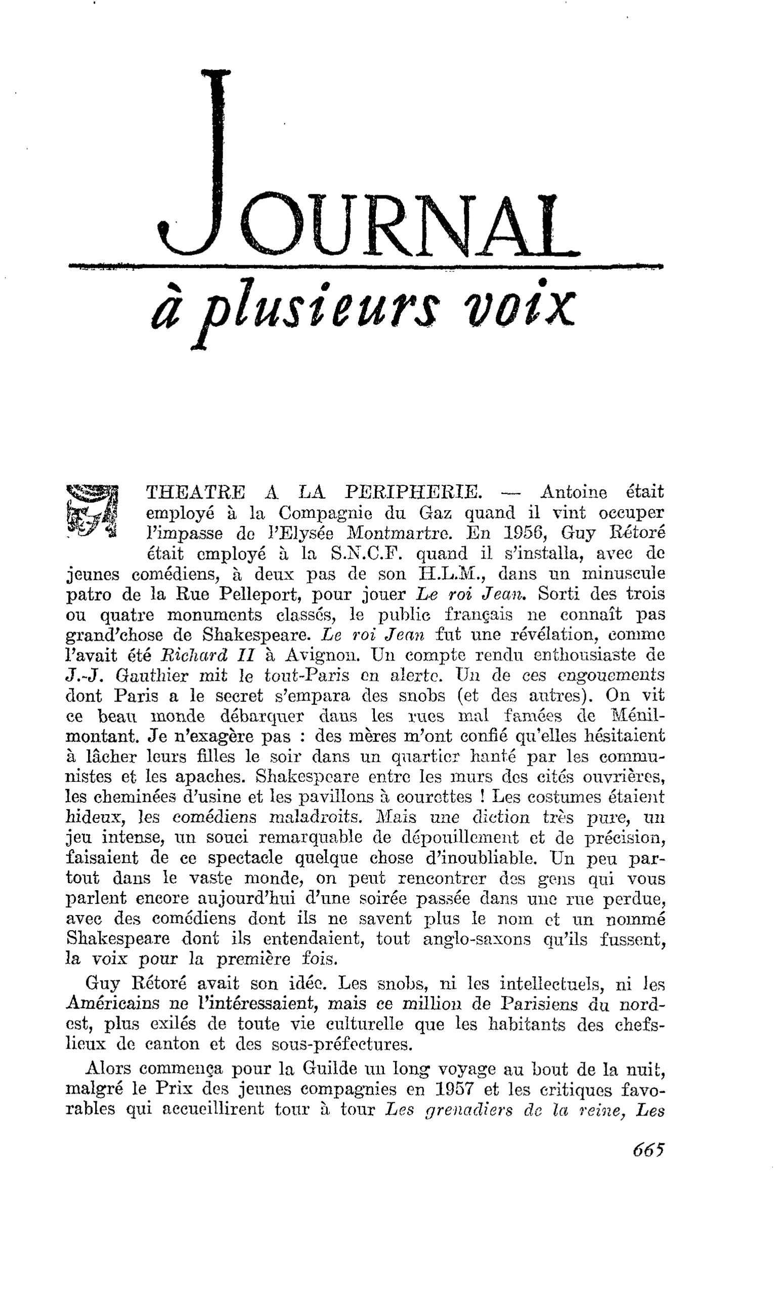 THEATRE A LA PERIPHERIE
