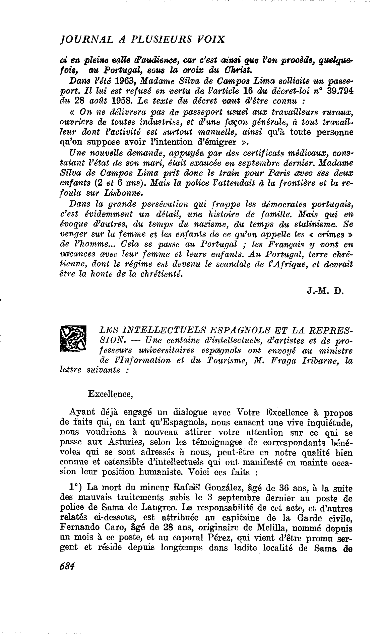 LES INTELLECTUELS ESPAGNOLS ET LA REPRESSION