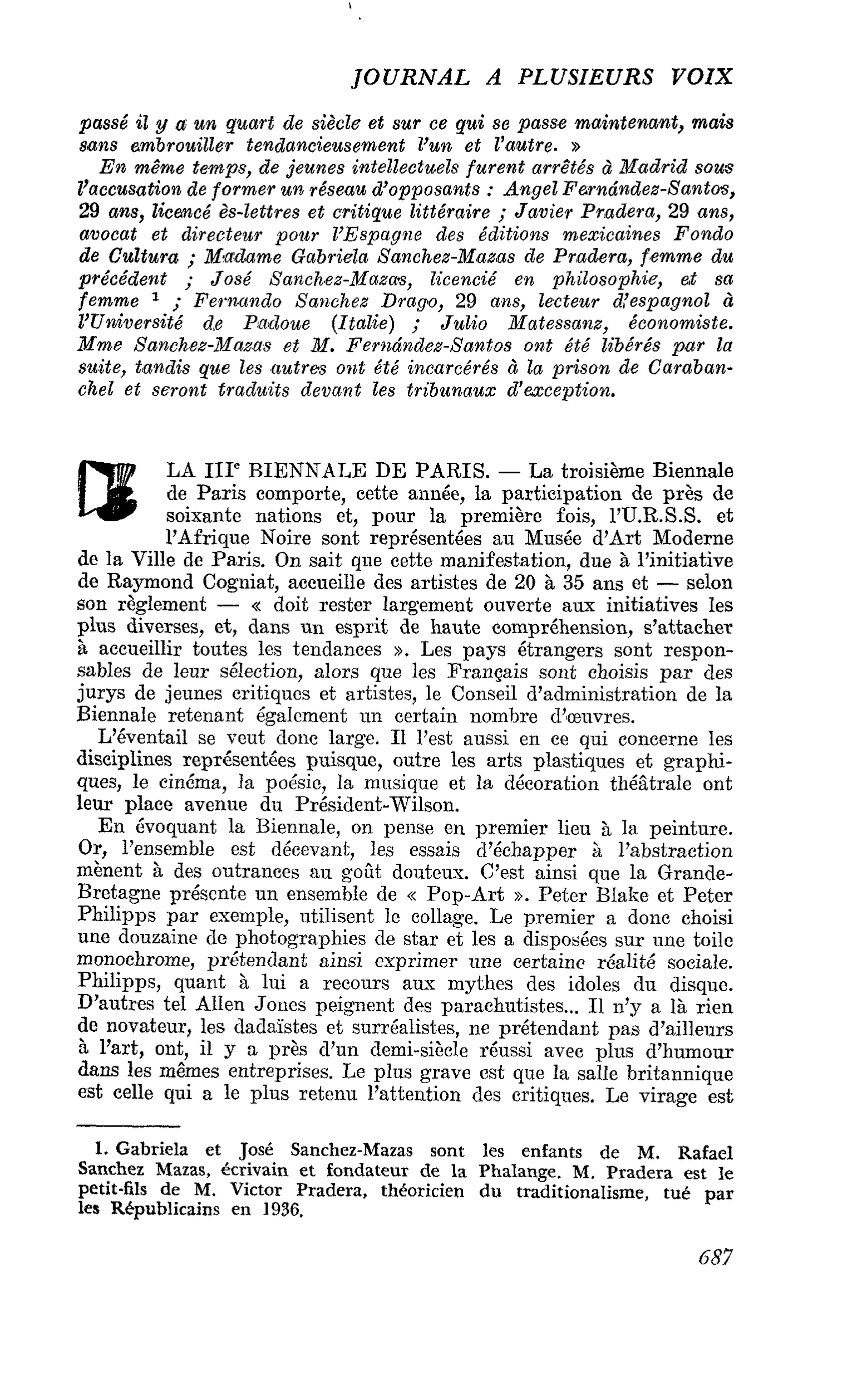LA IIIe BIENNALE DE PARIS