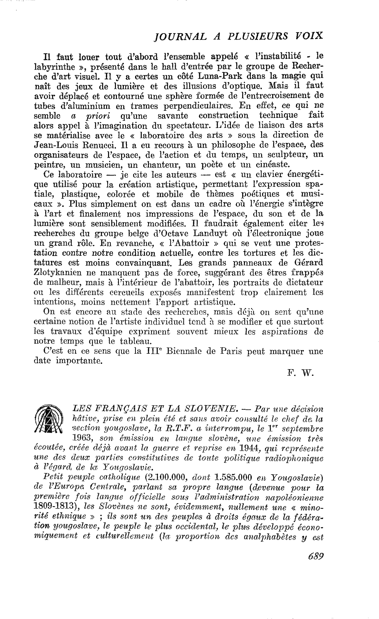 LES FRANÇAIS ET LA SLOVENIE