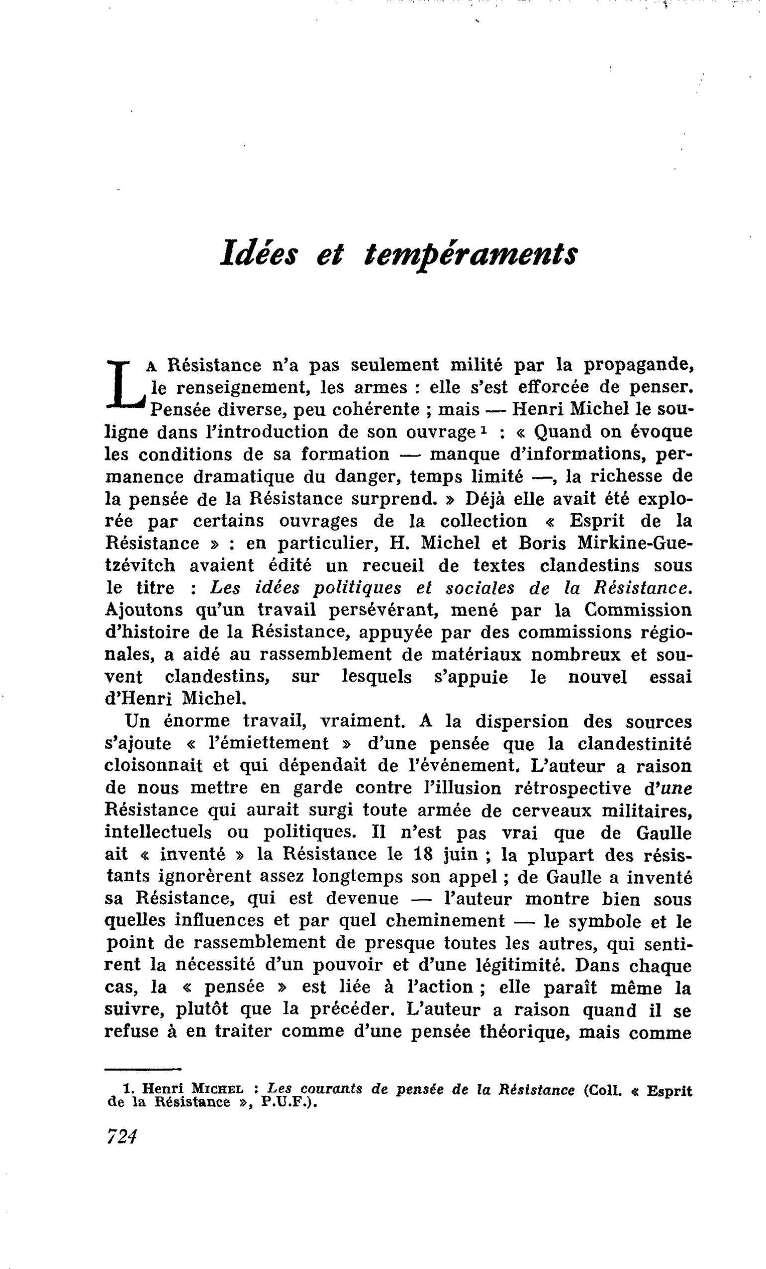 Idées et tempéraments