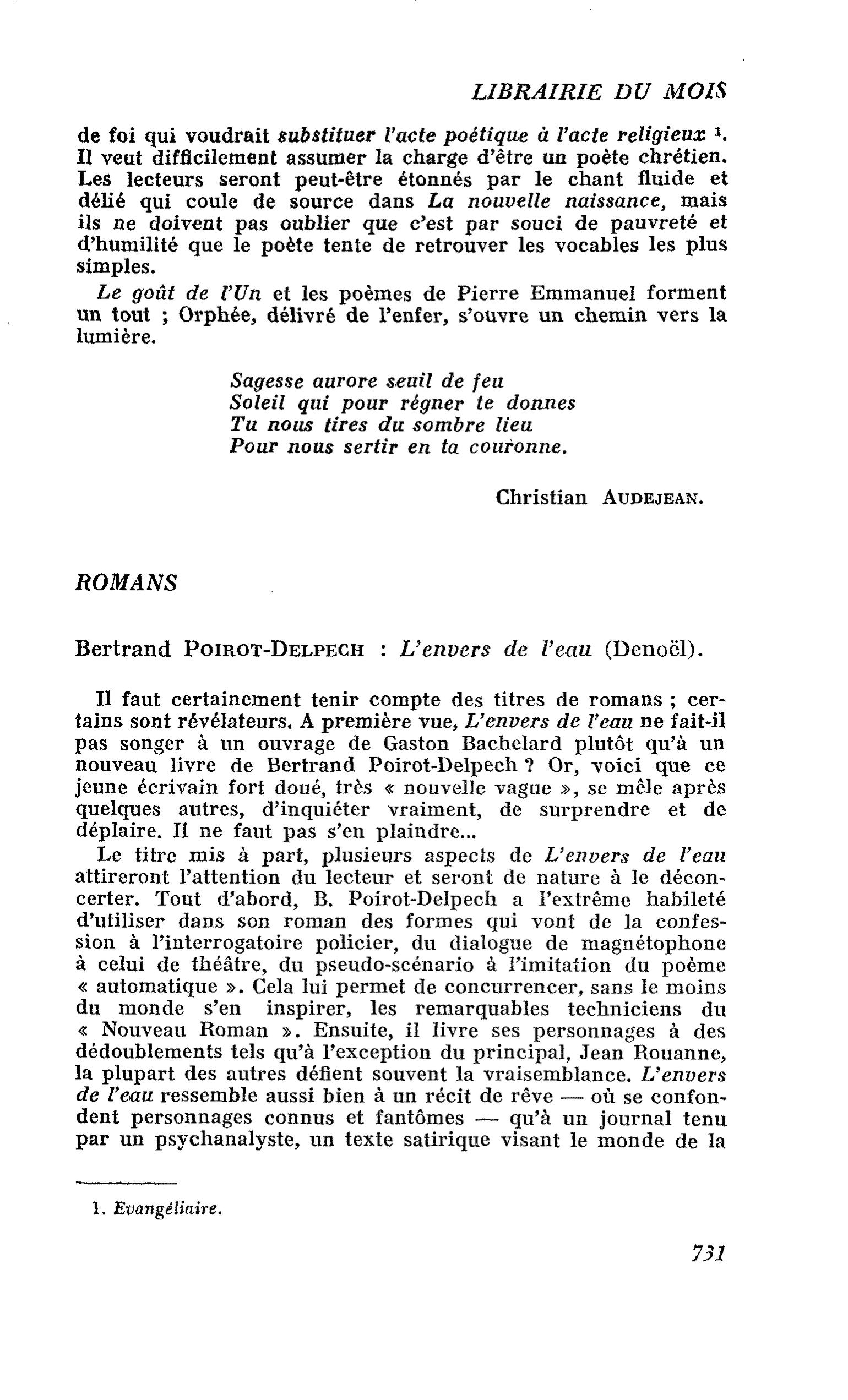 Bertrand Poirot-Delpech : L’envers de l’eau