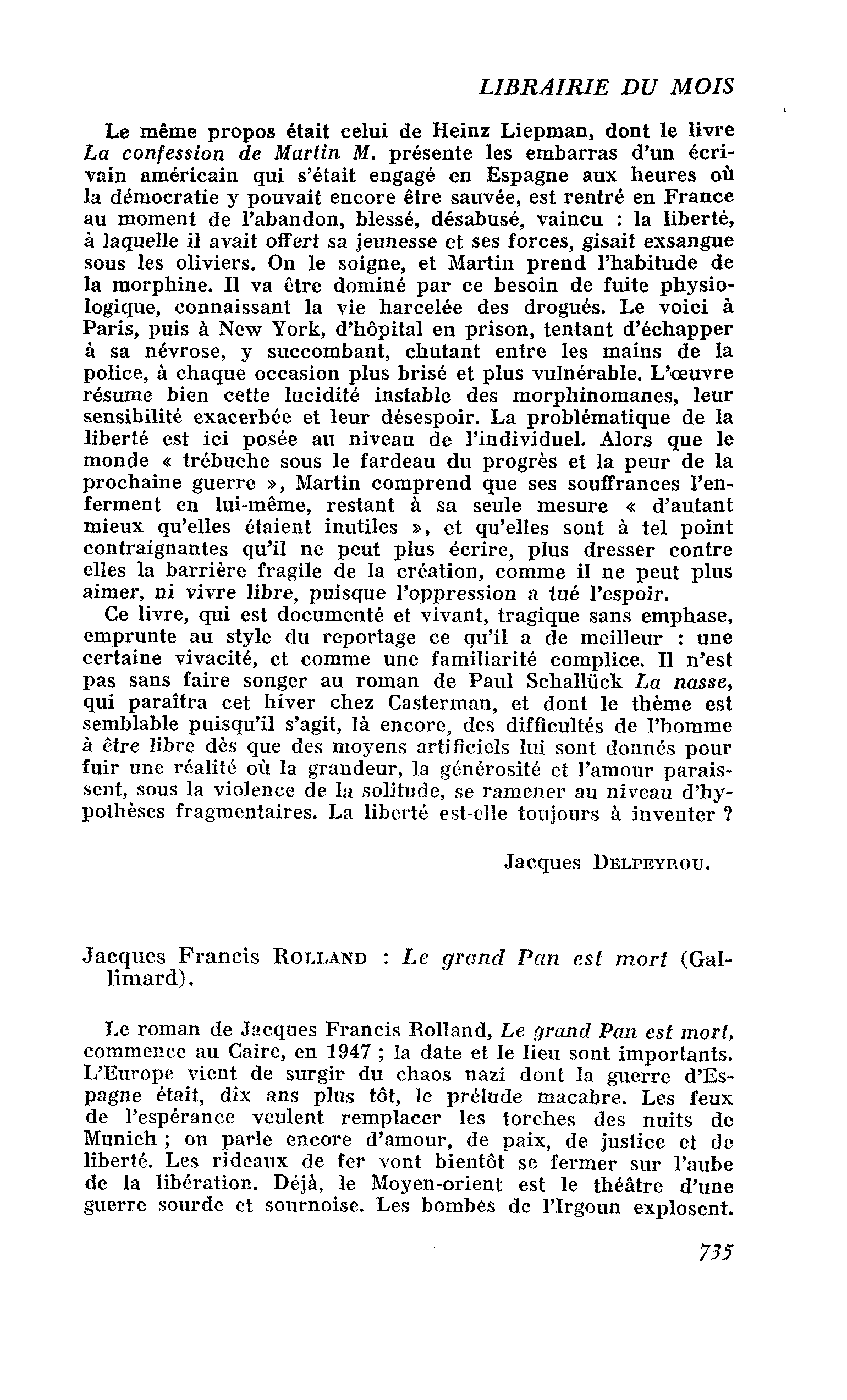 Jacques Francis Rolland : Le grand Pan est mort