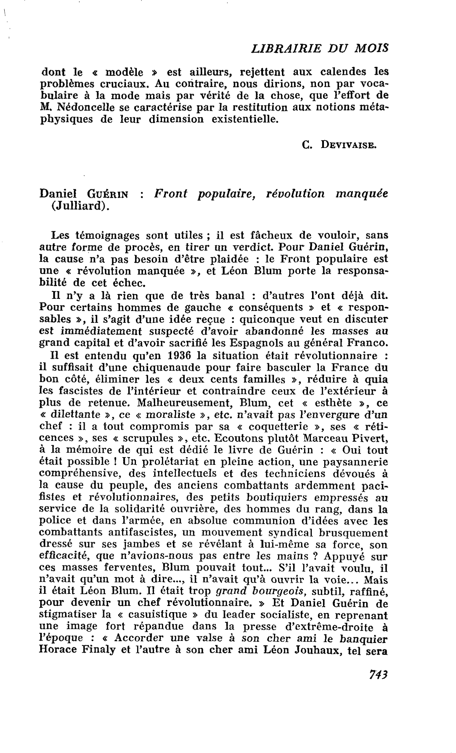 Daniel Guérin : Front populaire, révolution manquée