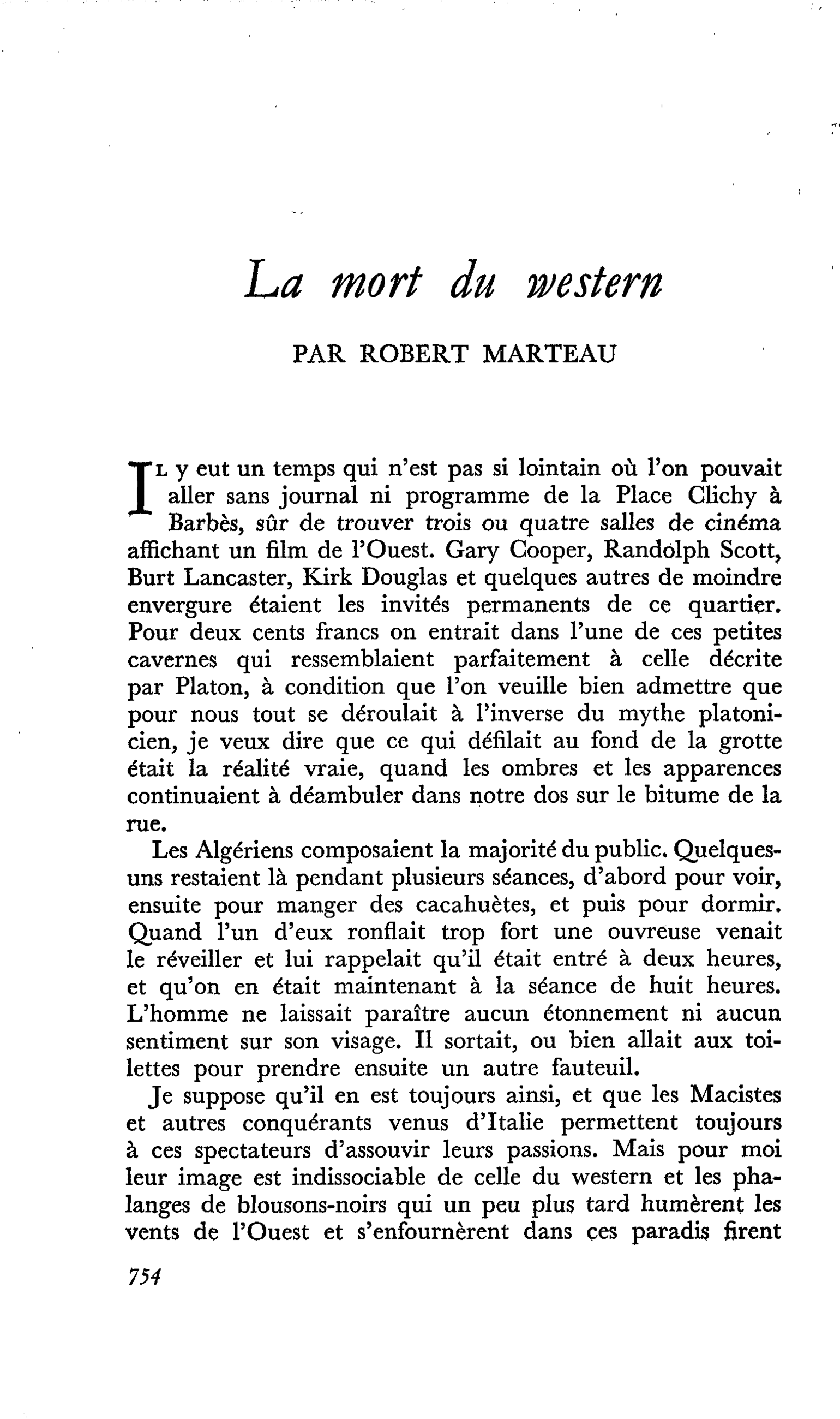 La mort du western