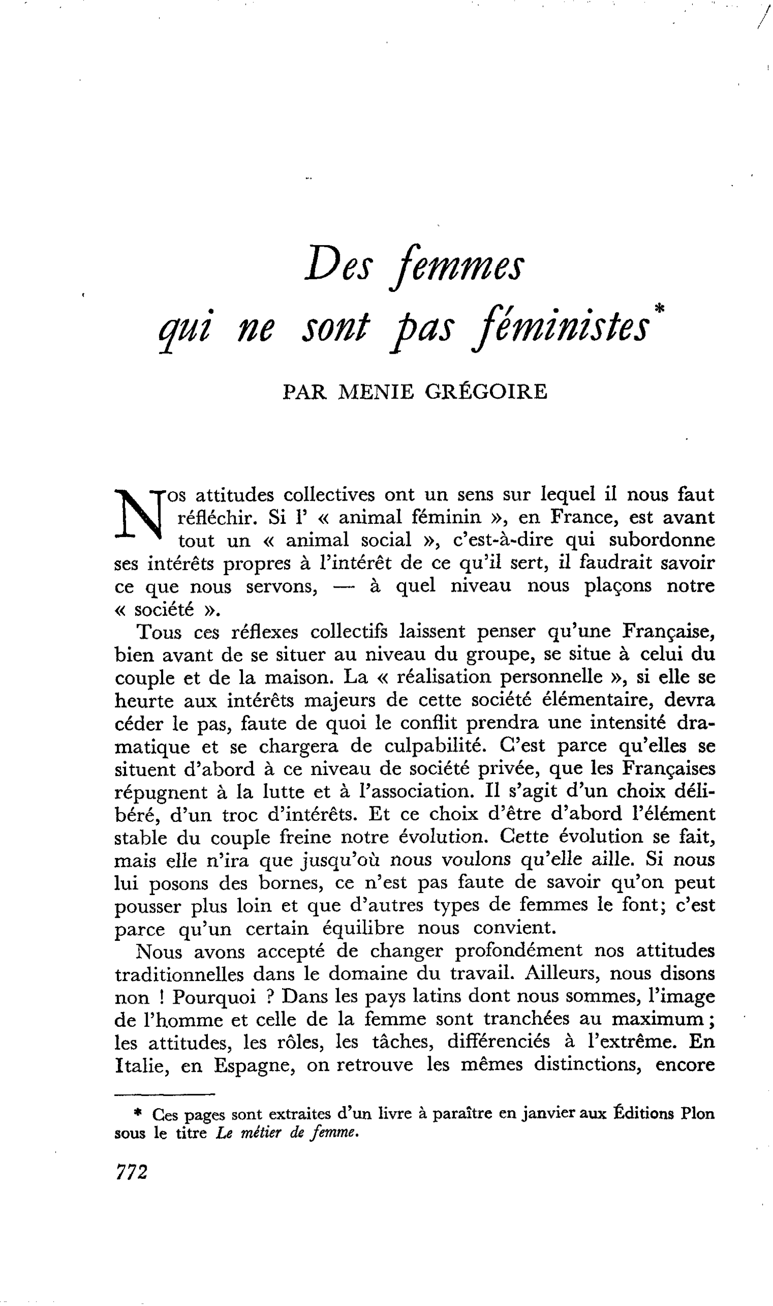 Des femmes qui ne sont pas féministes