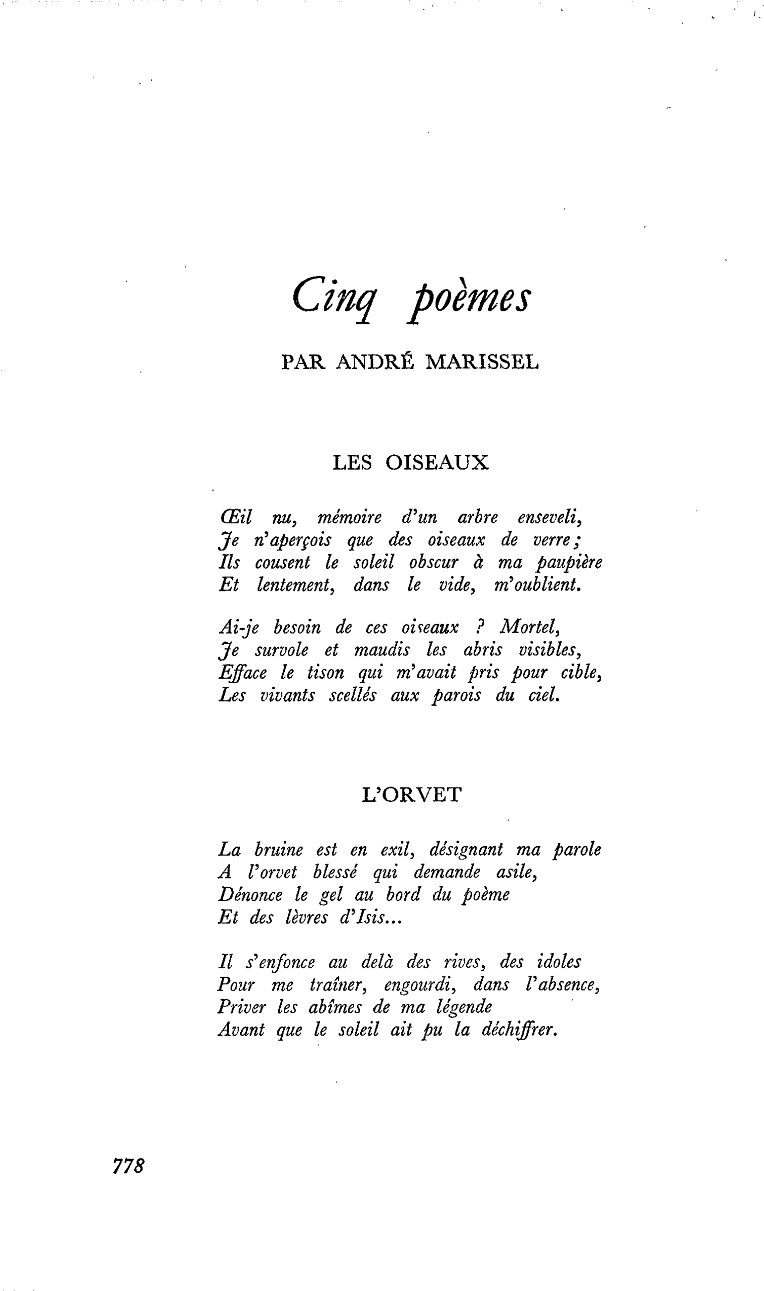 Cinq poèmes