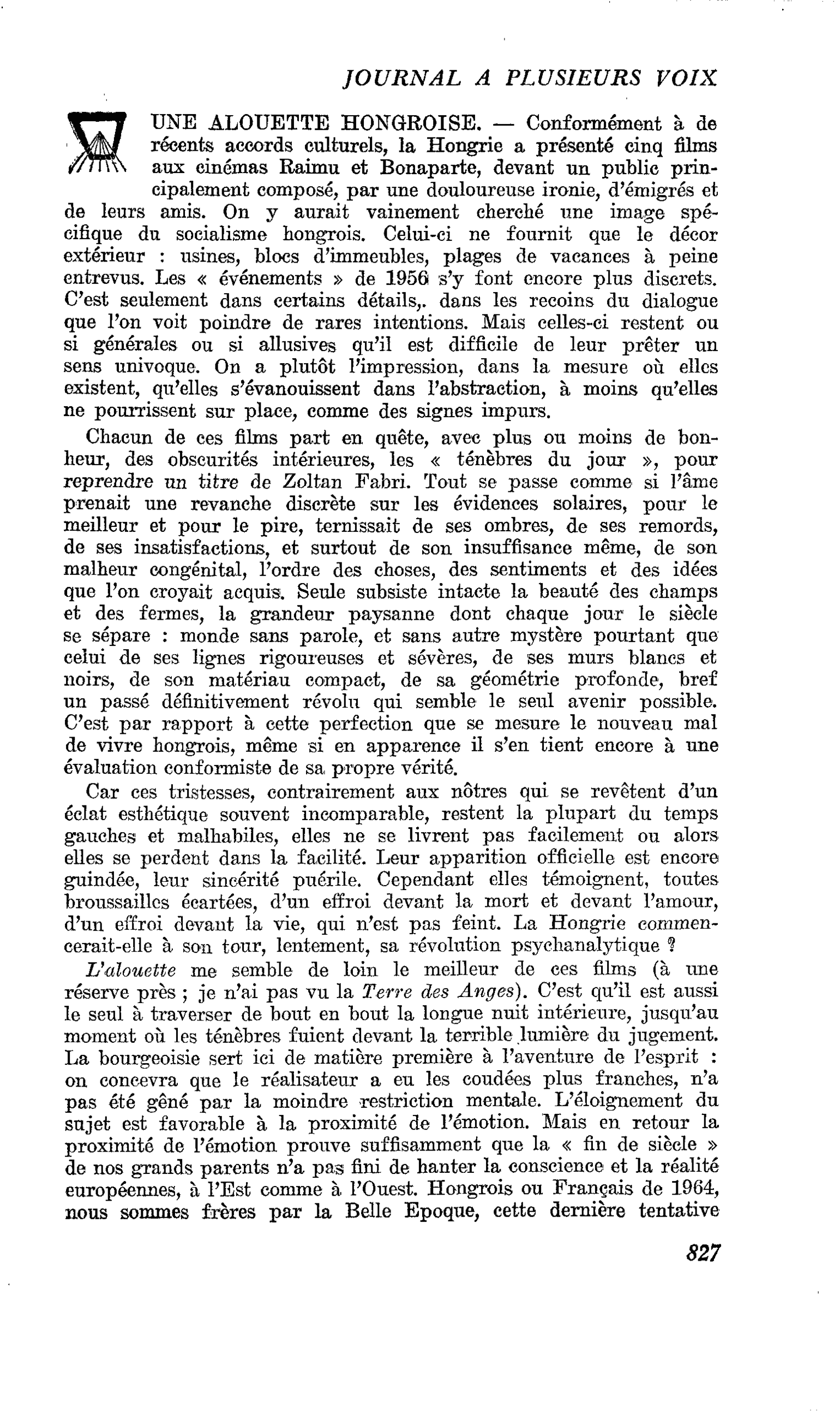 UNE ALOUETTE HONGROISE