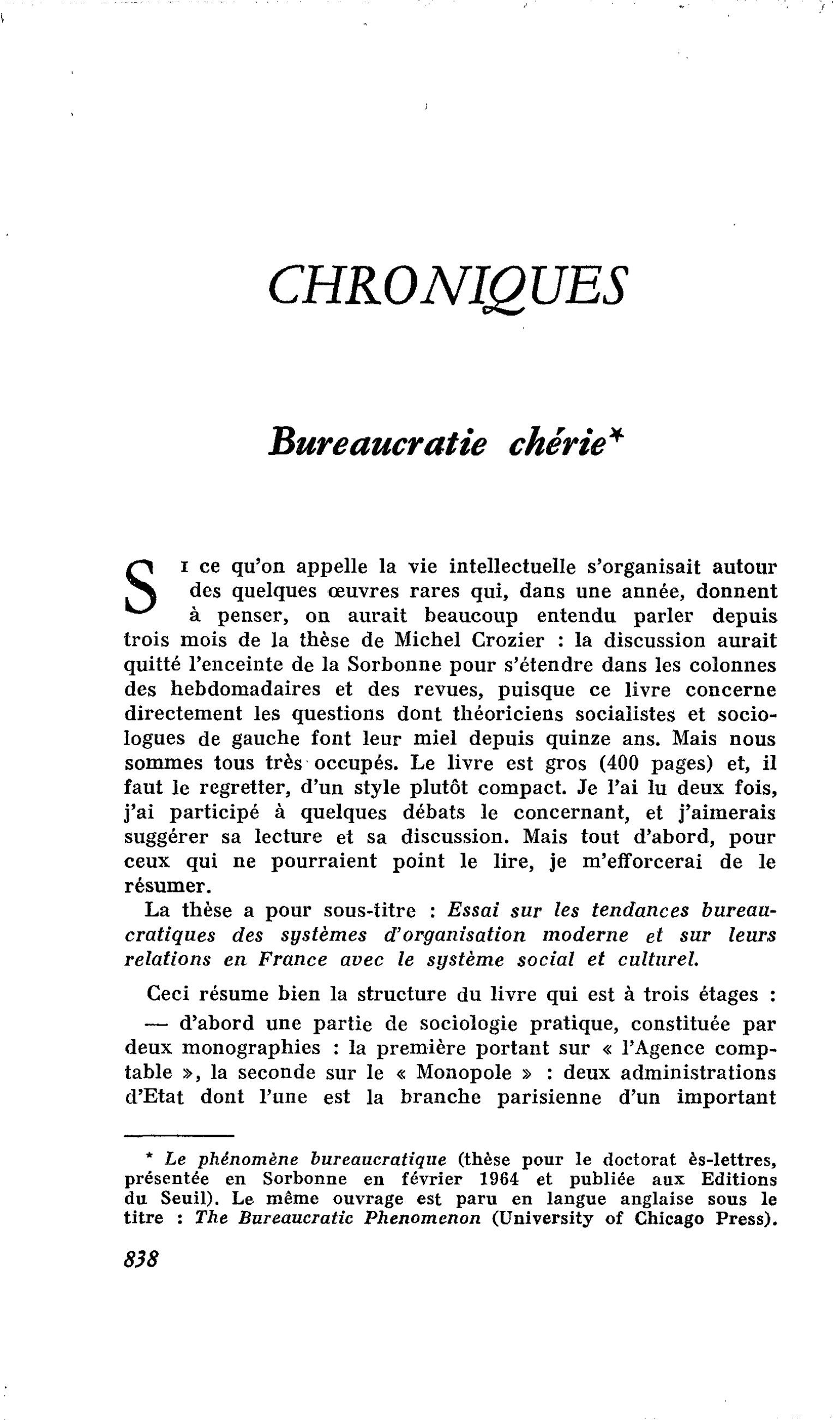 Bureaucratie chérie