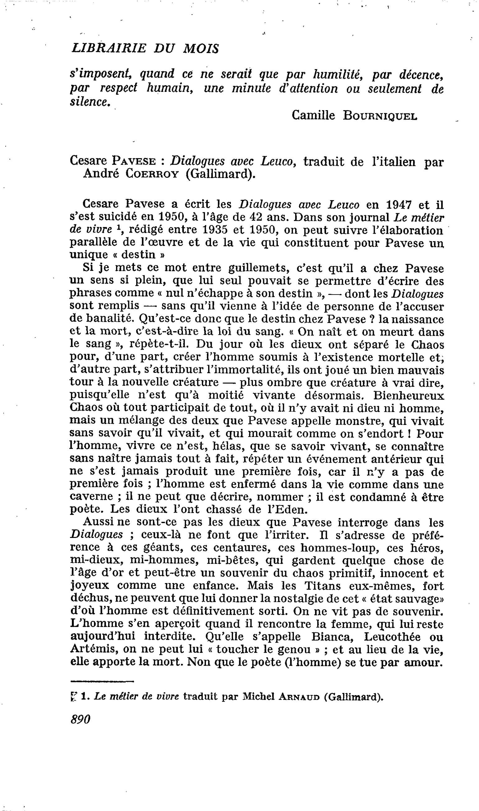 Cesare Pavese : Dialogues avec Leuco