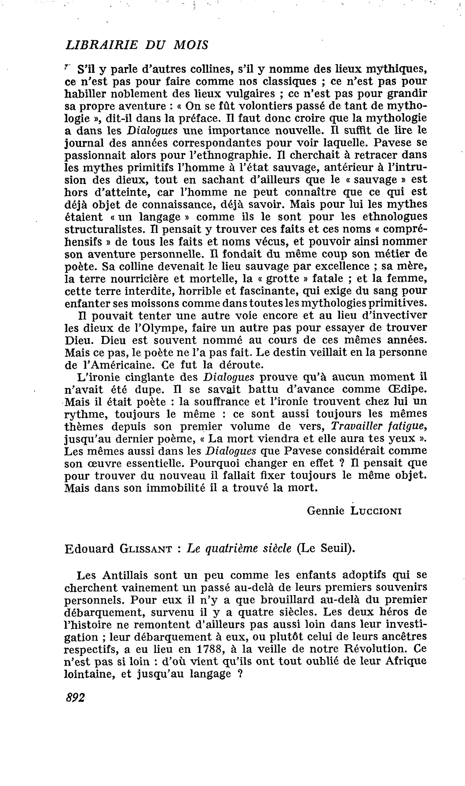Edouard Glissant : Le quatrième siècle
