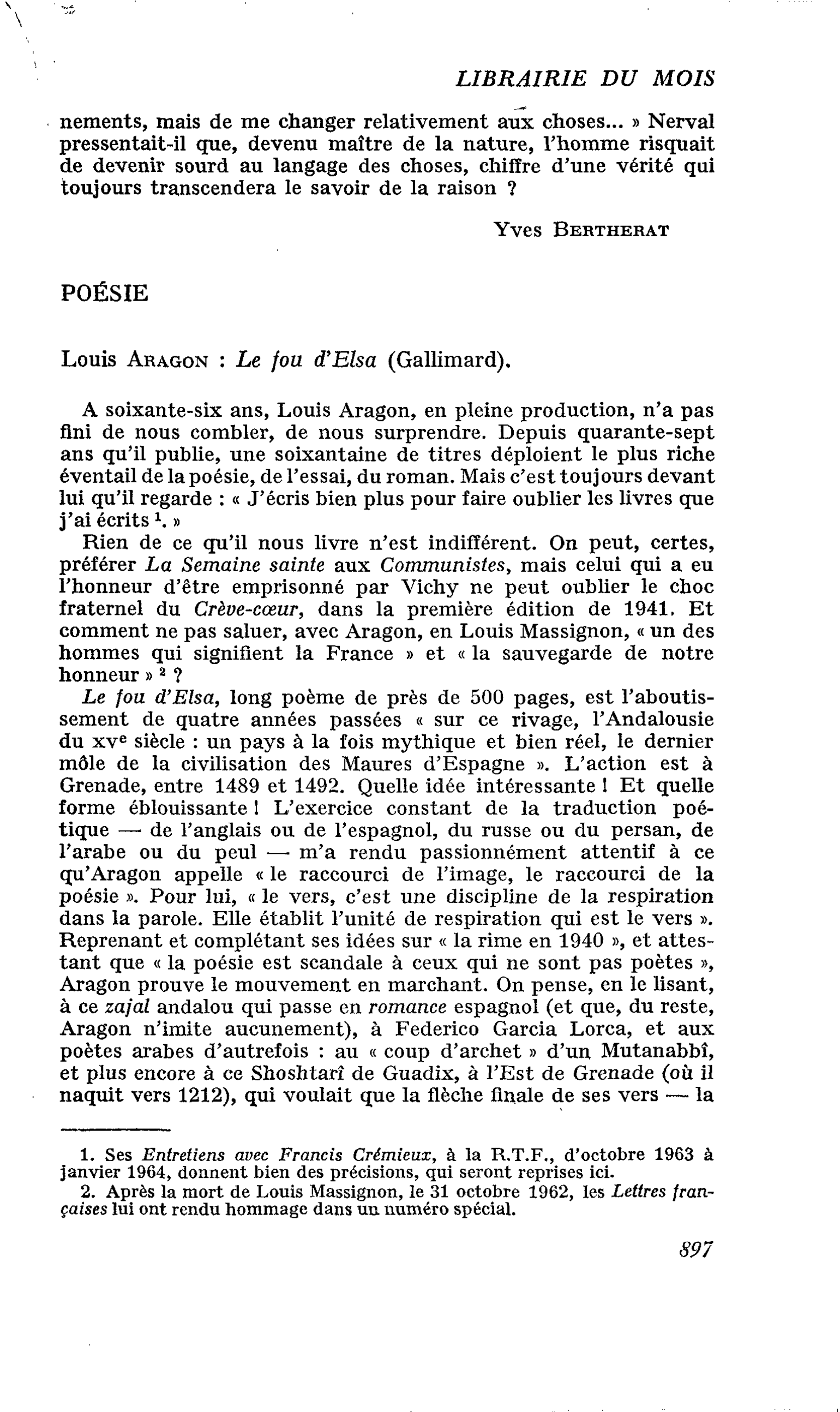 Louis Aragon : Le fou d’Elsa
