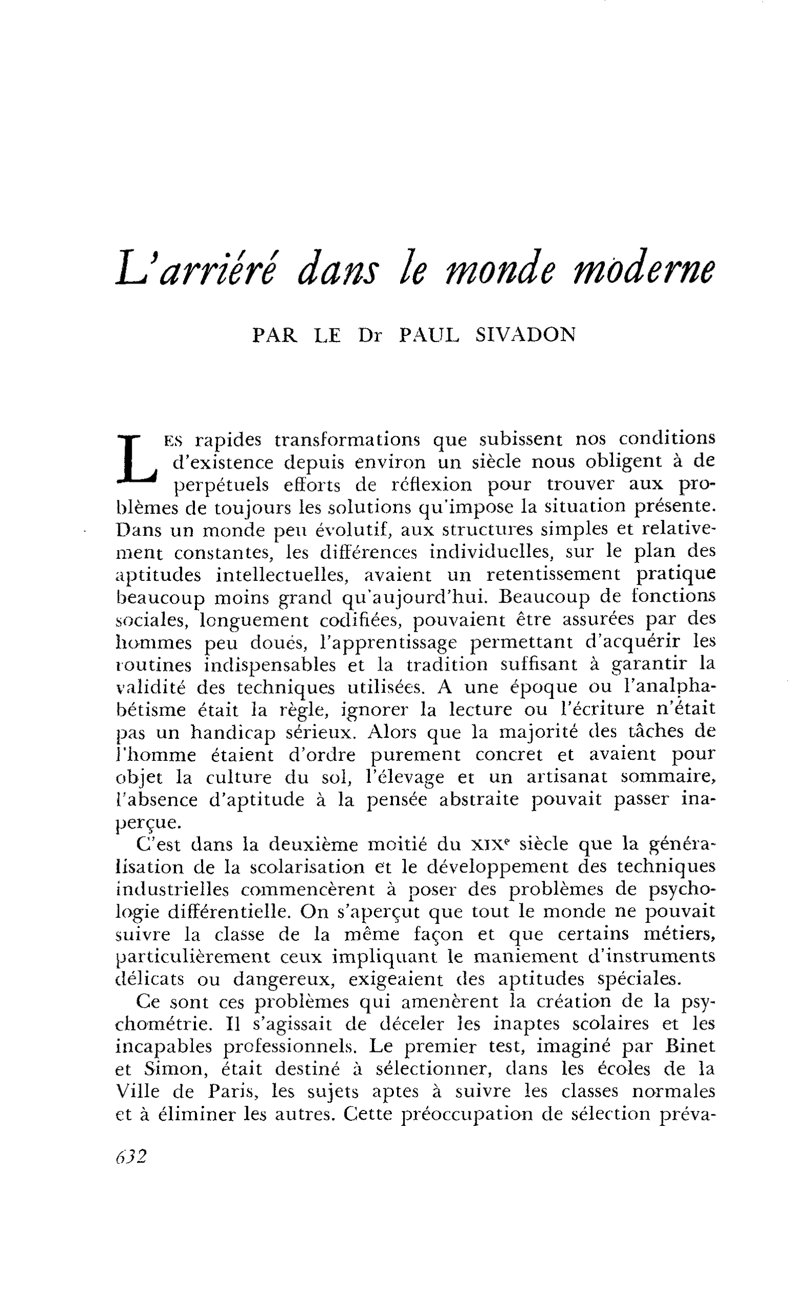 L’arriéré dans le monde moderne