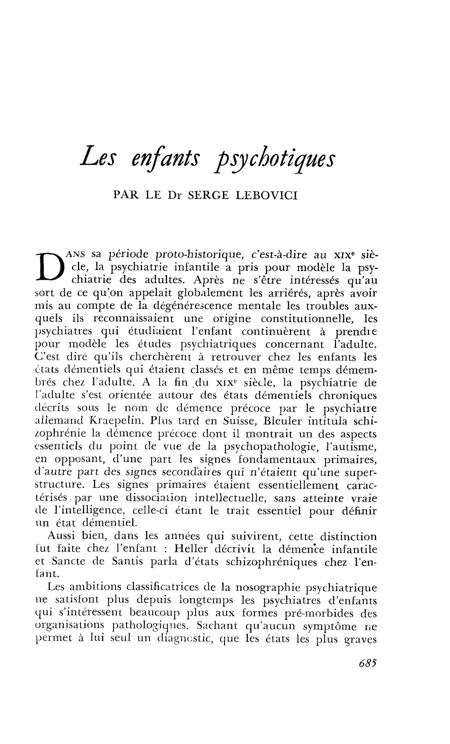 Les enfants psychotiques