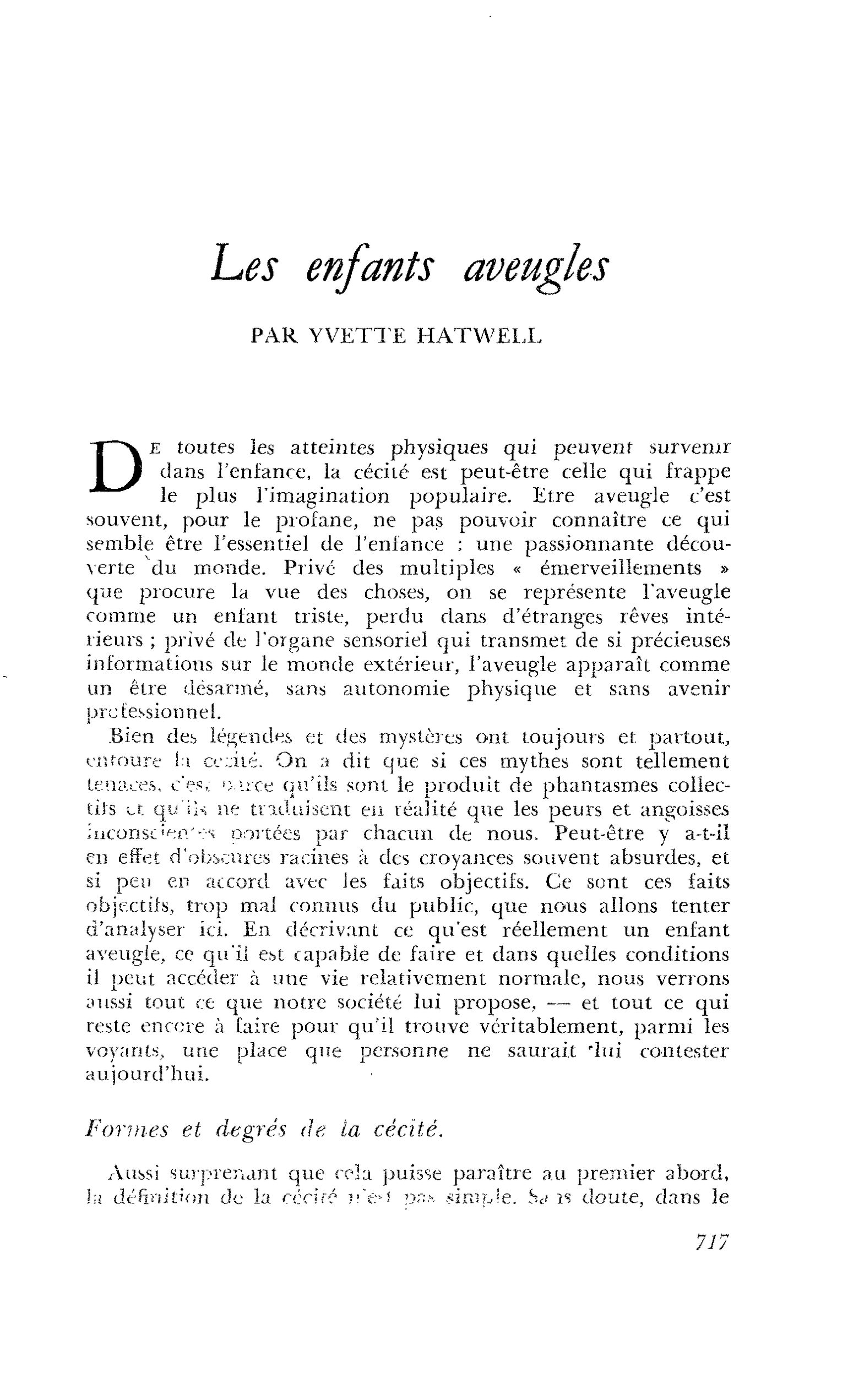 Les enfants aveugles