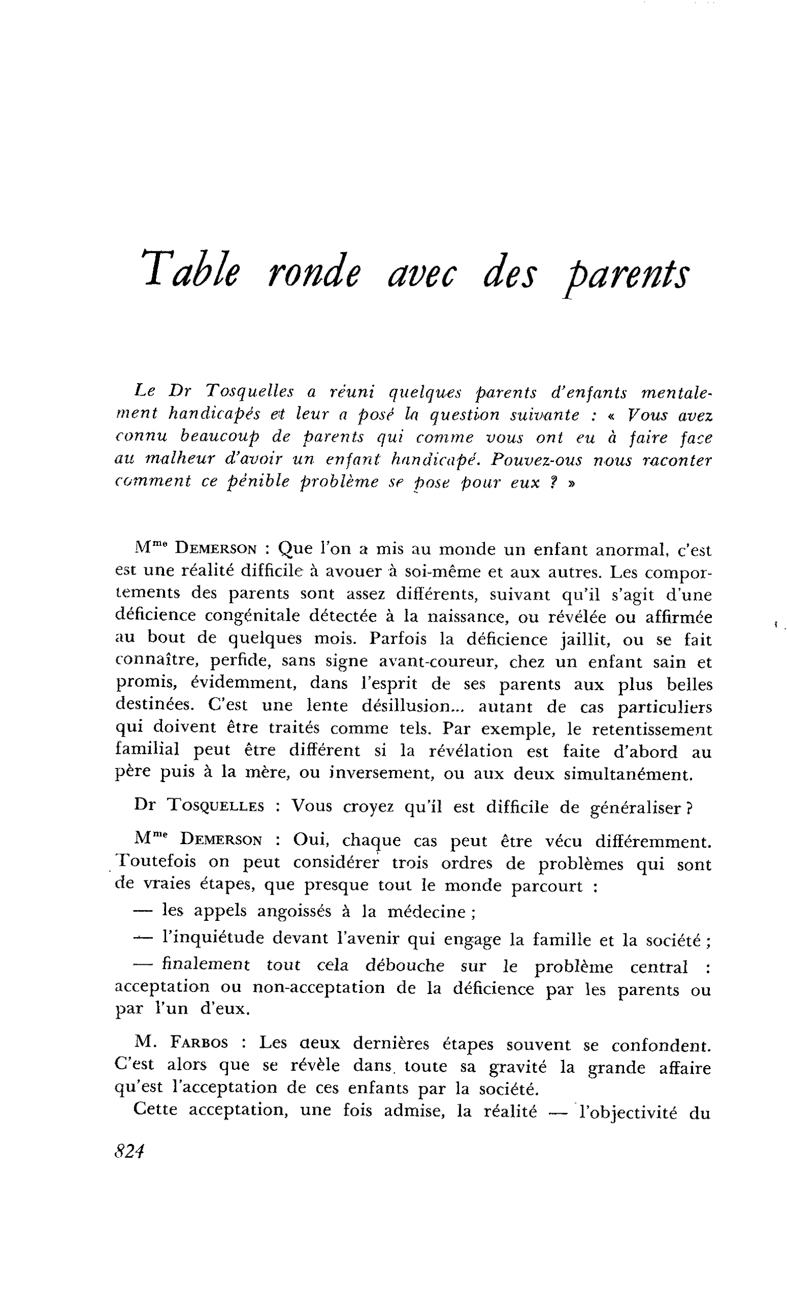 Table ronde avec des parents