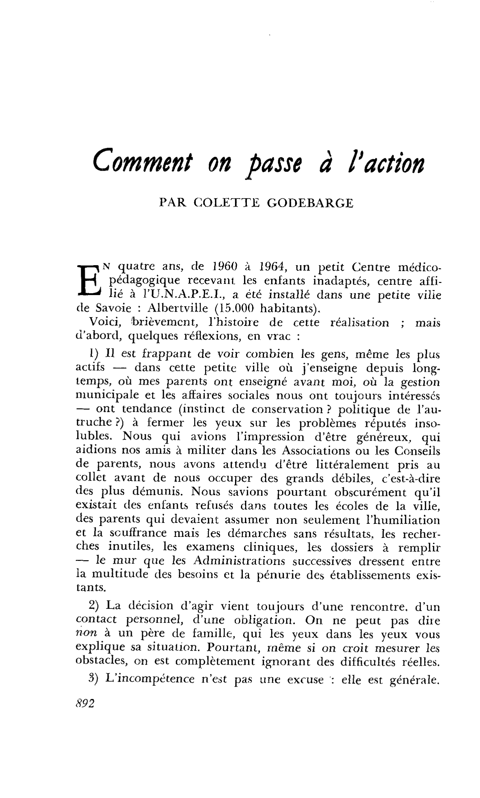 Comment on passe à l’action