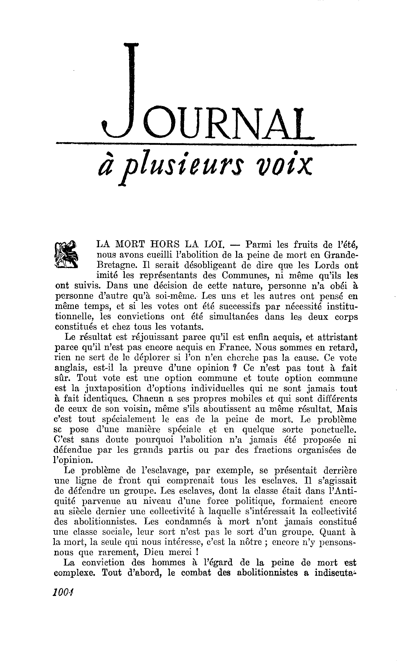 LA MORT HORS LA LOI
