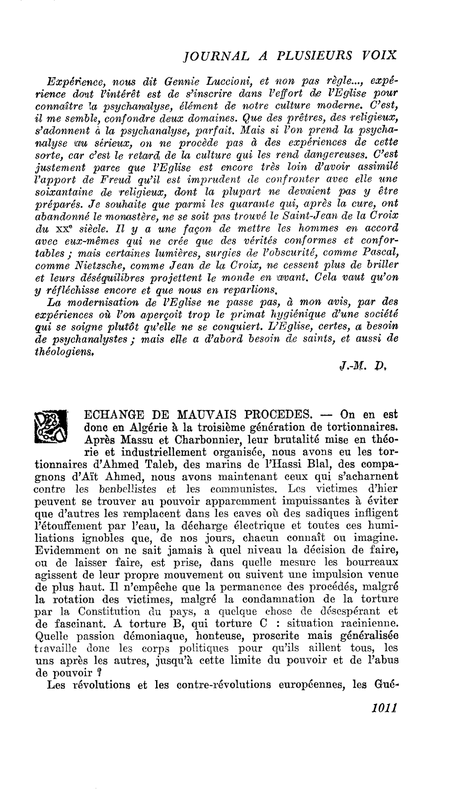 ECHANGE DE MAUVAIS PROCEDES