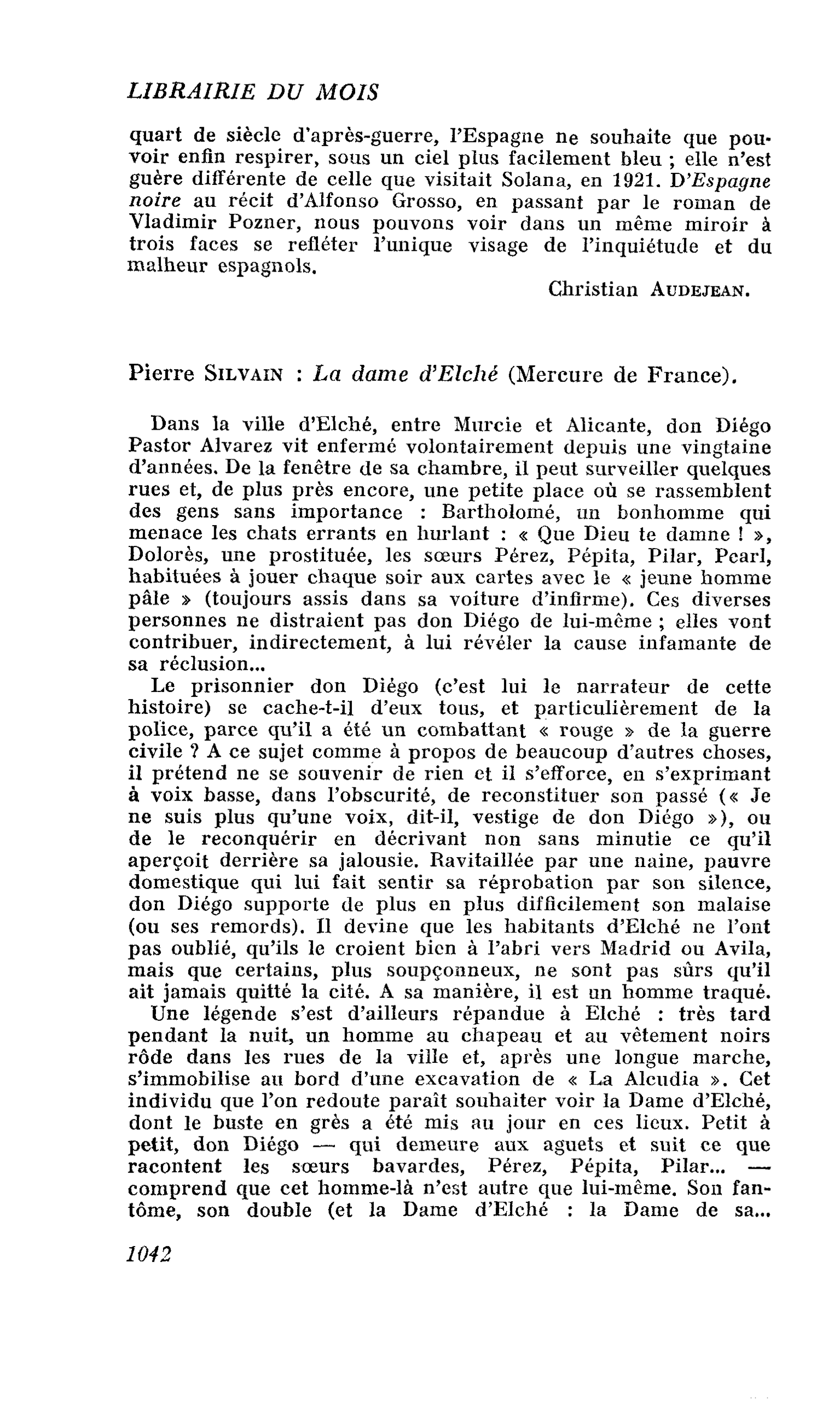 Pierre Silvain : La dame d’Elché