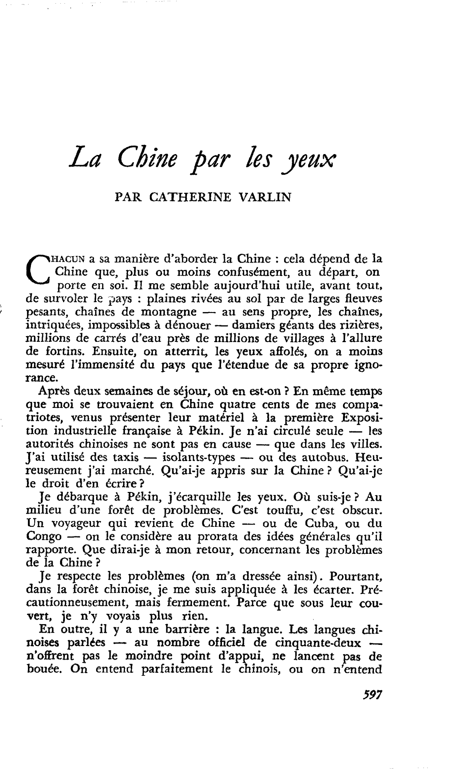 La Chine par les yeux