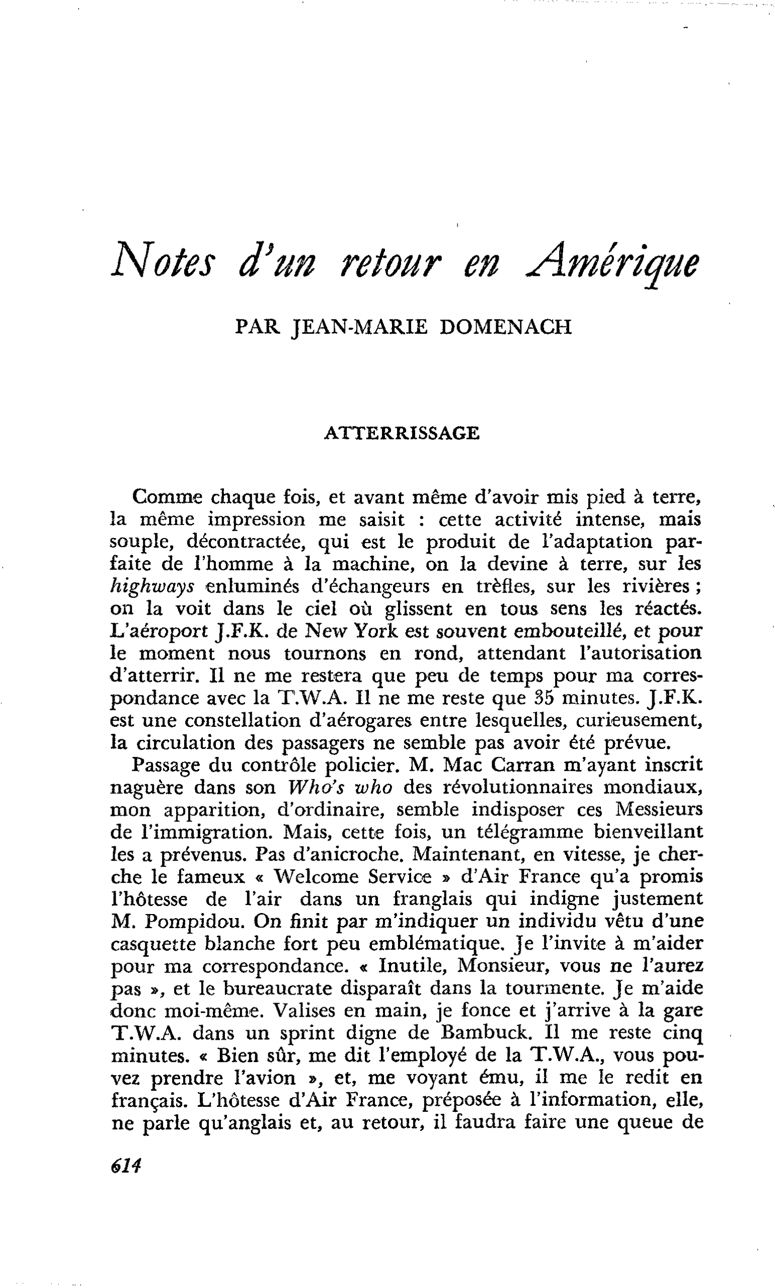 Notes d’un retour en Amérique