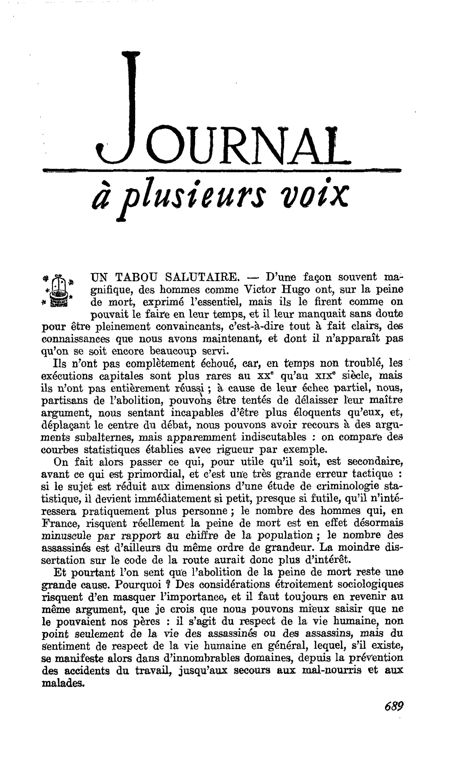 UN TABOU SALUTAIRE