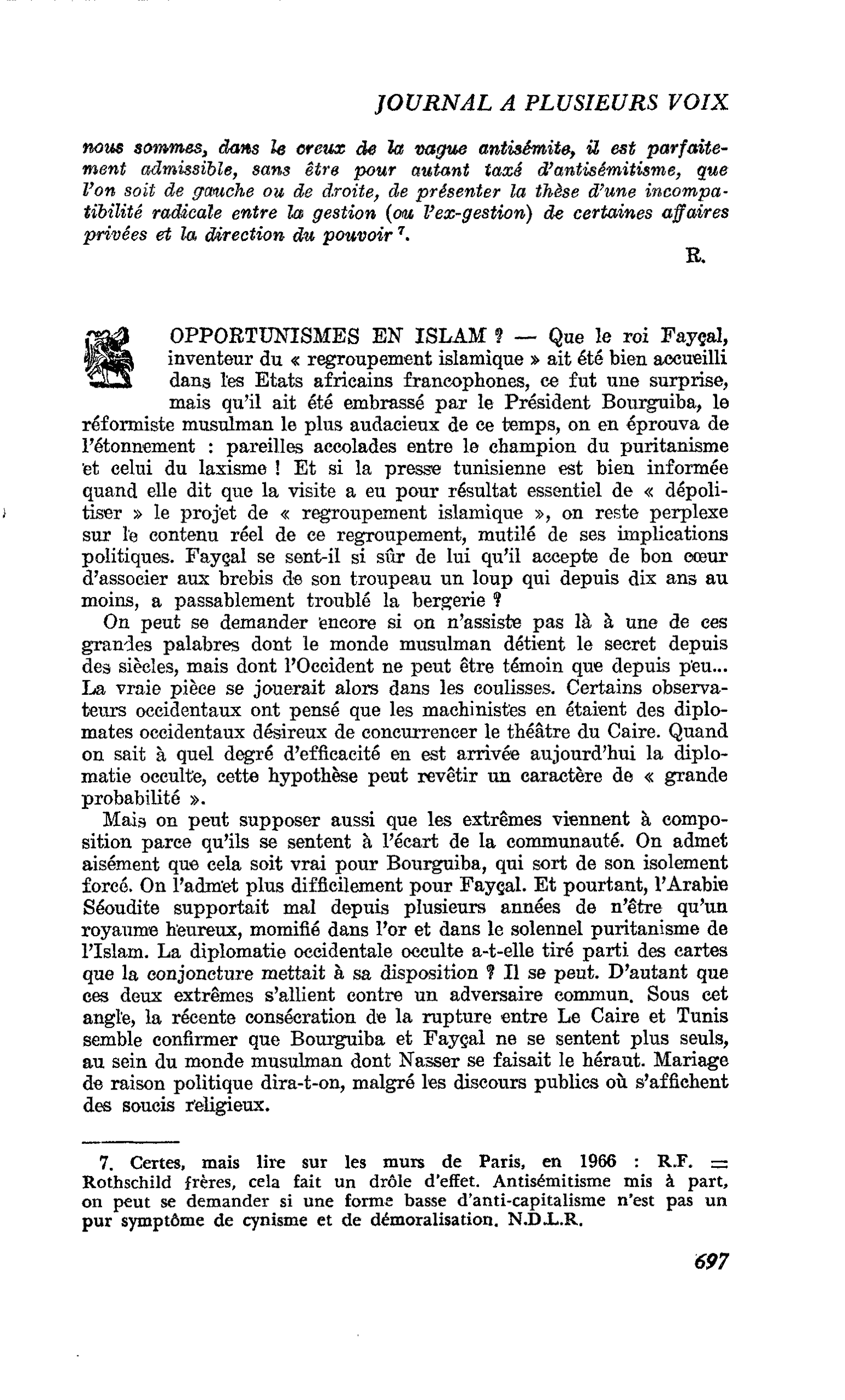 OPPORTUNISMES EN ISLAM ?