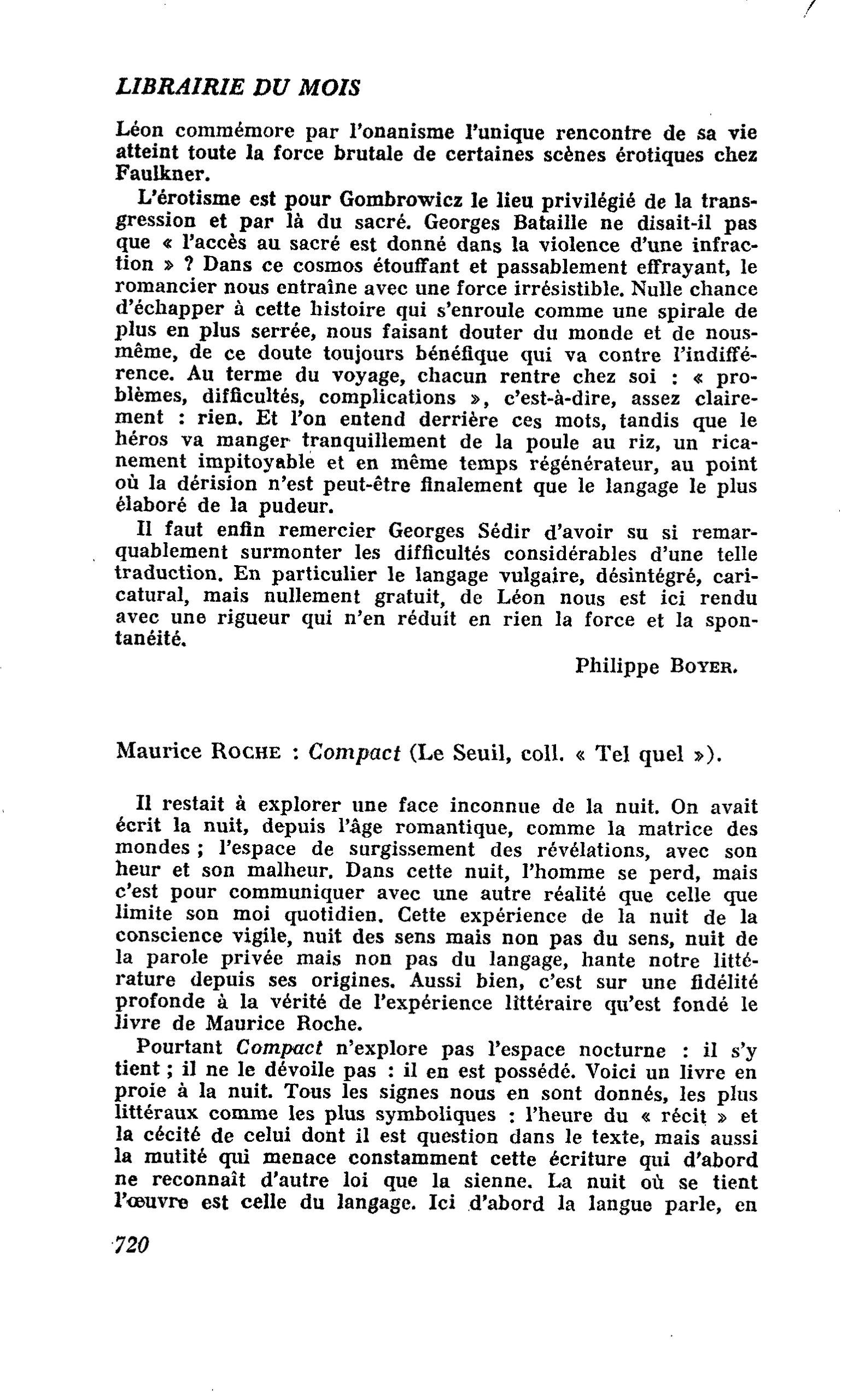 Maurice Roche : Compact