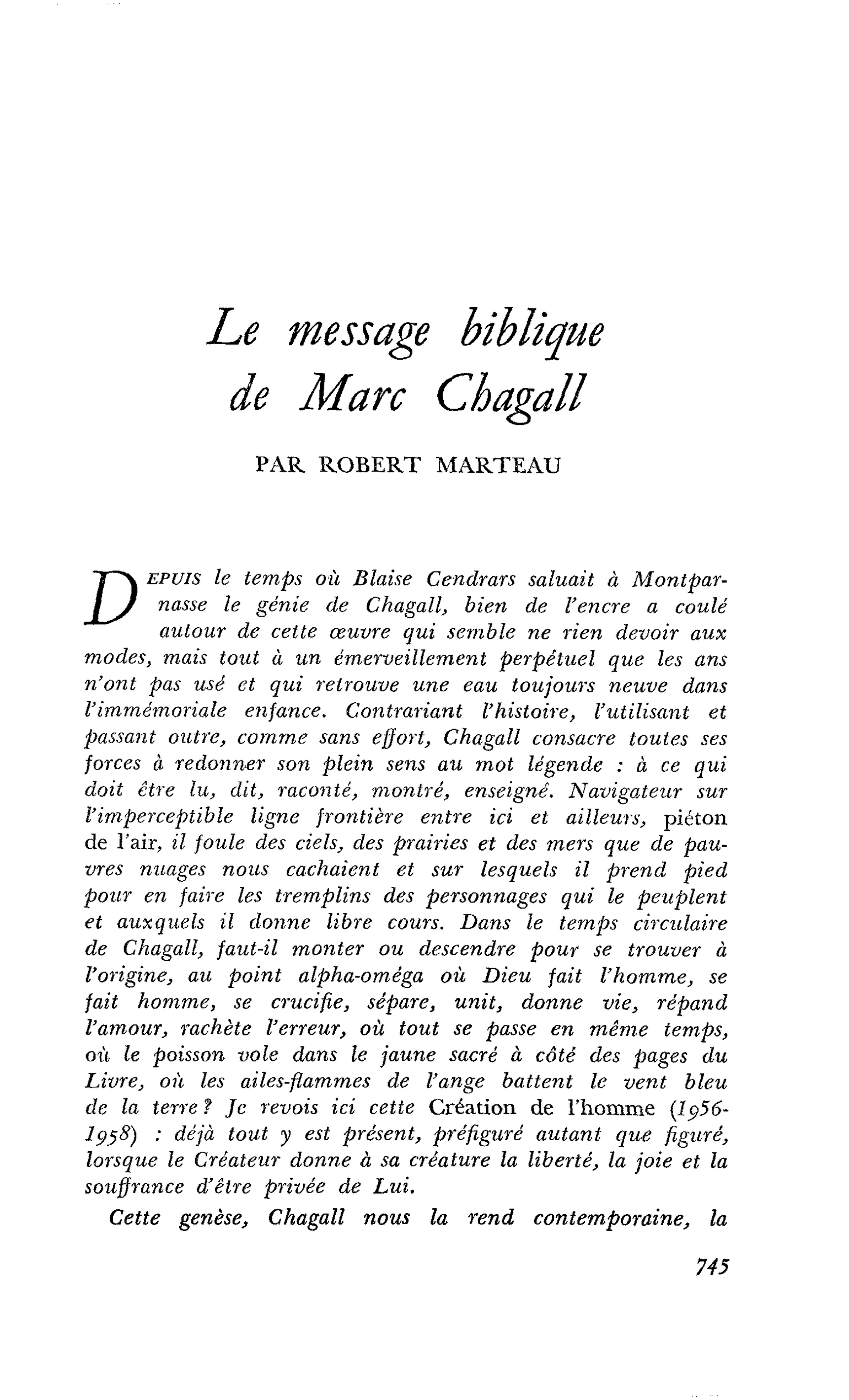 Le message biblique de Marc Chagall